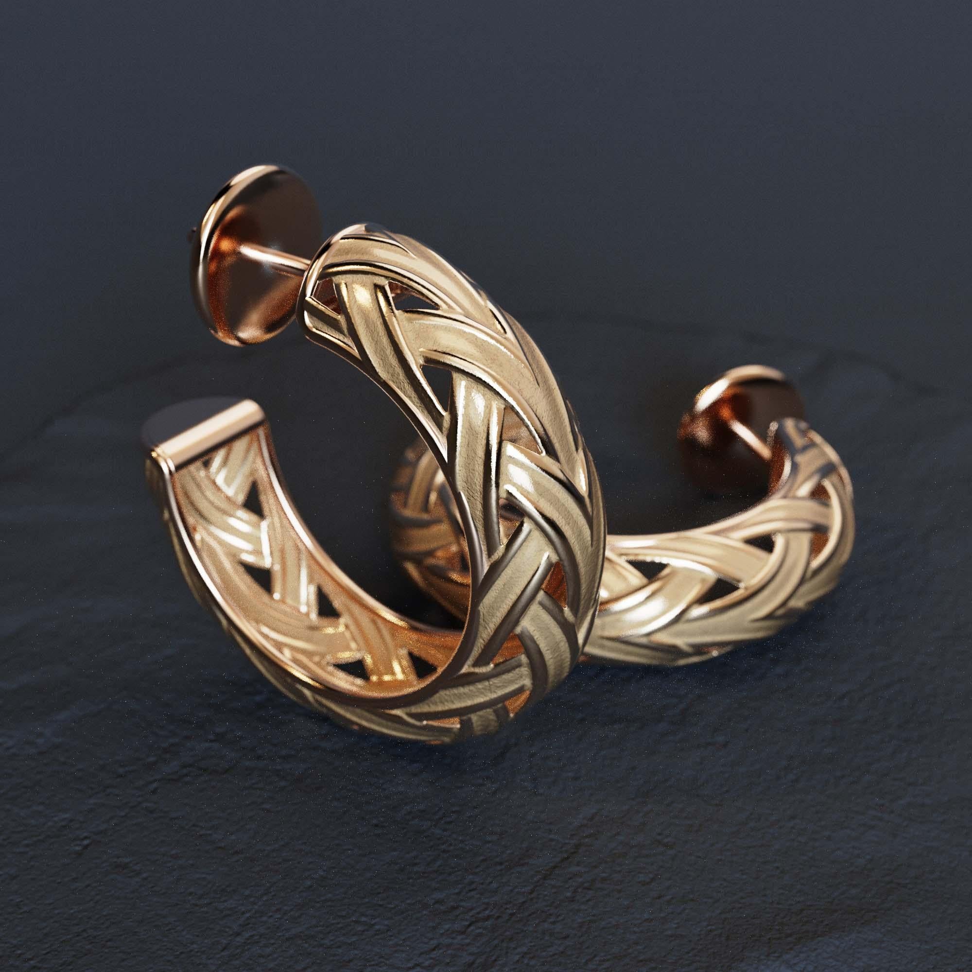 Geflochtene Goldohrringe - Oltremare Gioiellir 18k Massivgold, hergestellt in Italien im Zustand „Neu“ im Angebot in Camisano Vicentino, VI