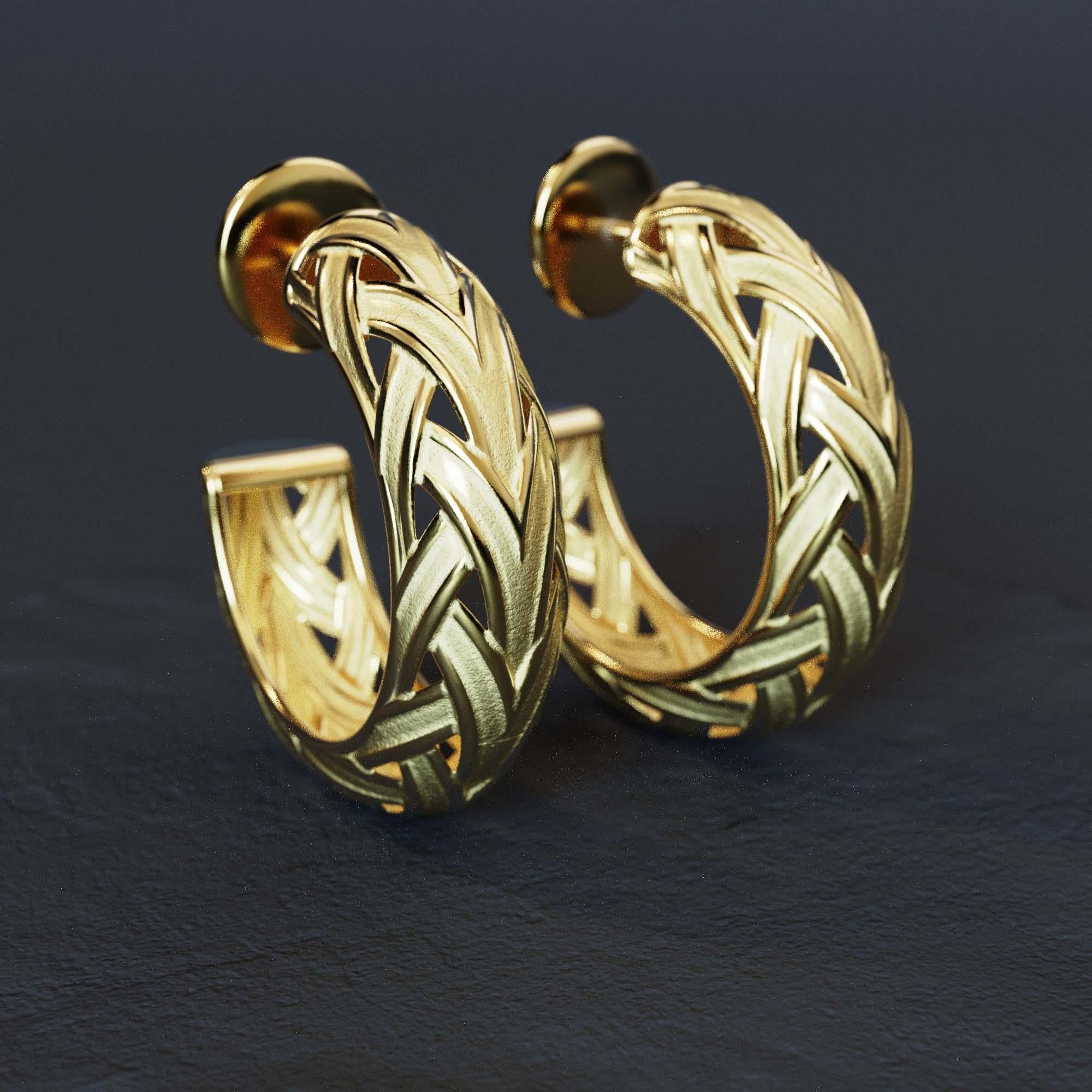 Geflochtene Goldohrringe - Oltremare Gioiellir 18k Massivgold, hergestellt in Italien im Angebot 1