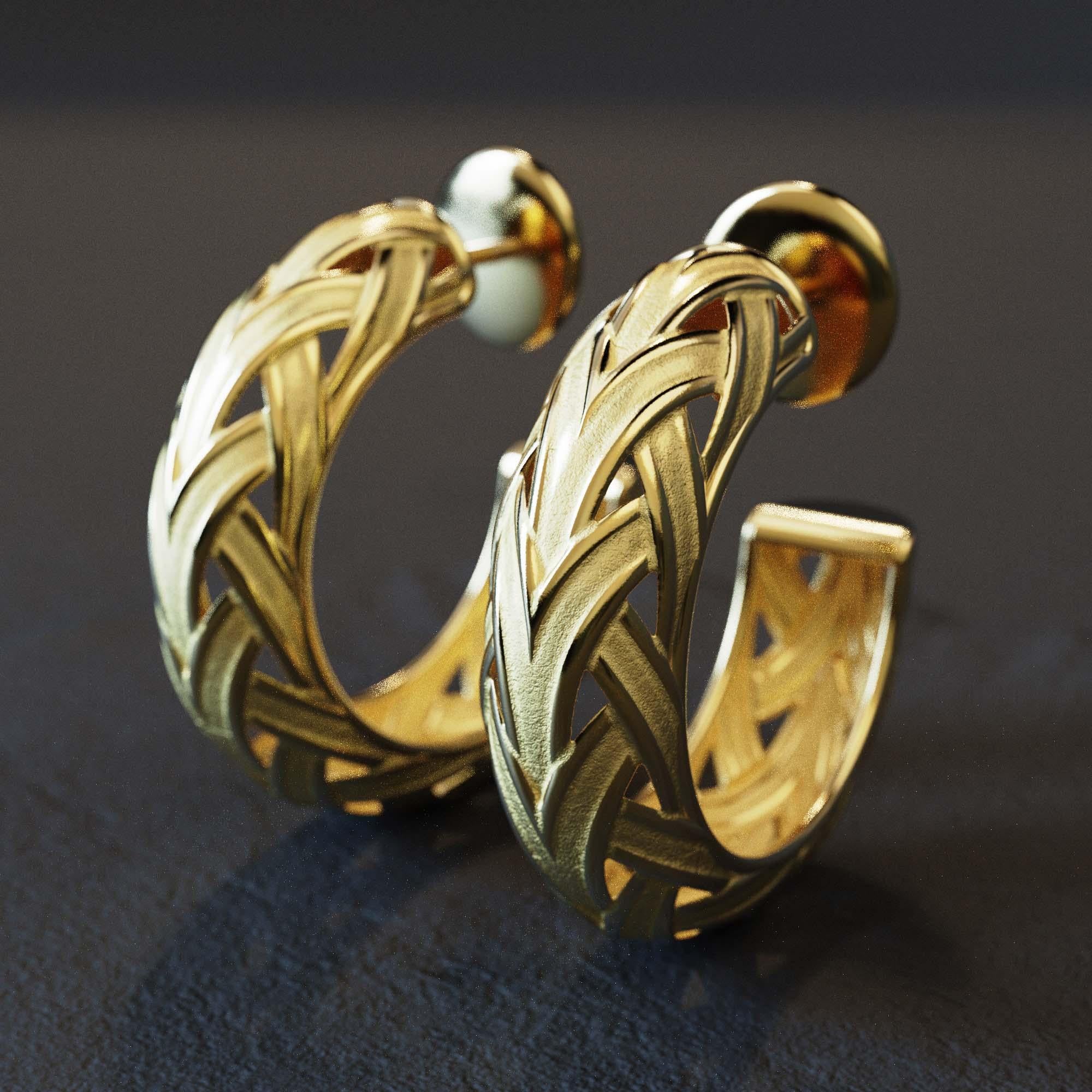 Geflochtene Goldohrringe - Oltremare Gioiellir 18k Massivgold, hergestellt in Italien im Angebot 2