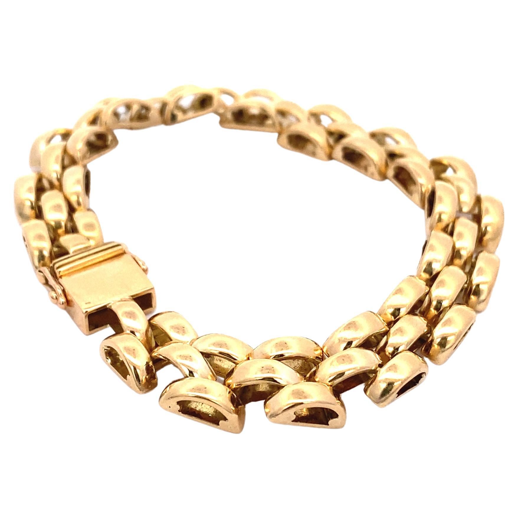 Estate 18k yellow gold woven link bracelet with box clasp and double safety-eights, 29.2Dwt,  7.25 inches long, 3/8th inches wide.