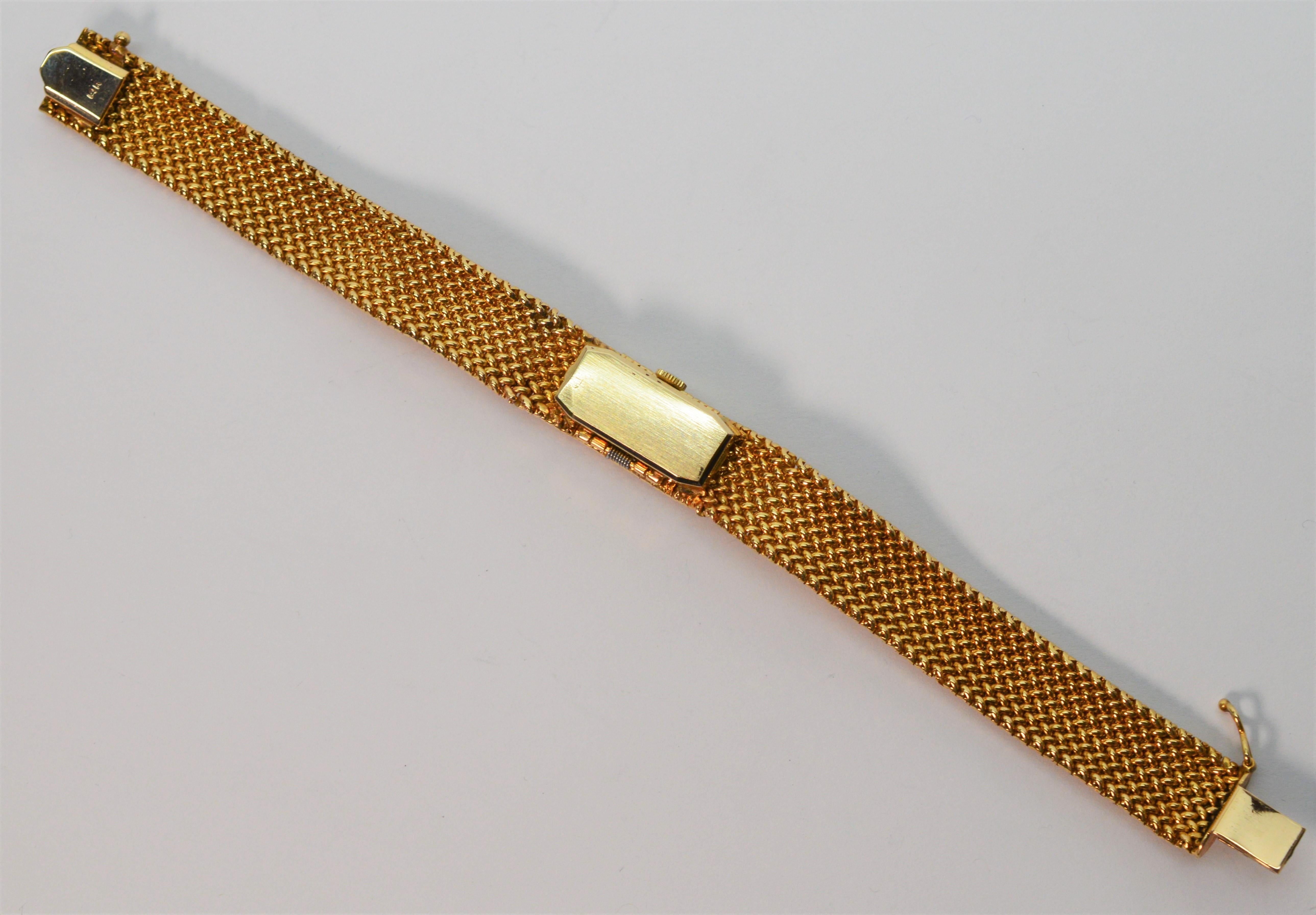 Woven Gold Mesh Bracelet with Mystery Watch by Concord For Sale 3