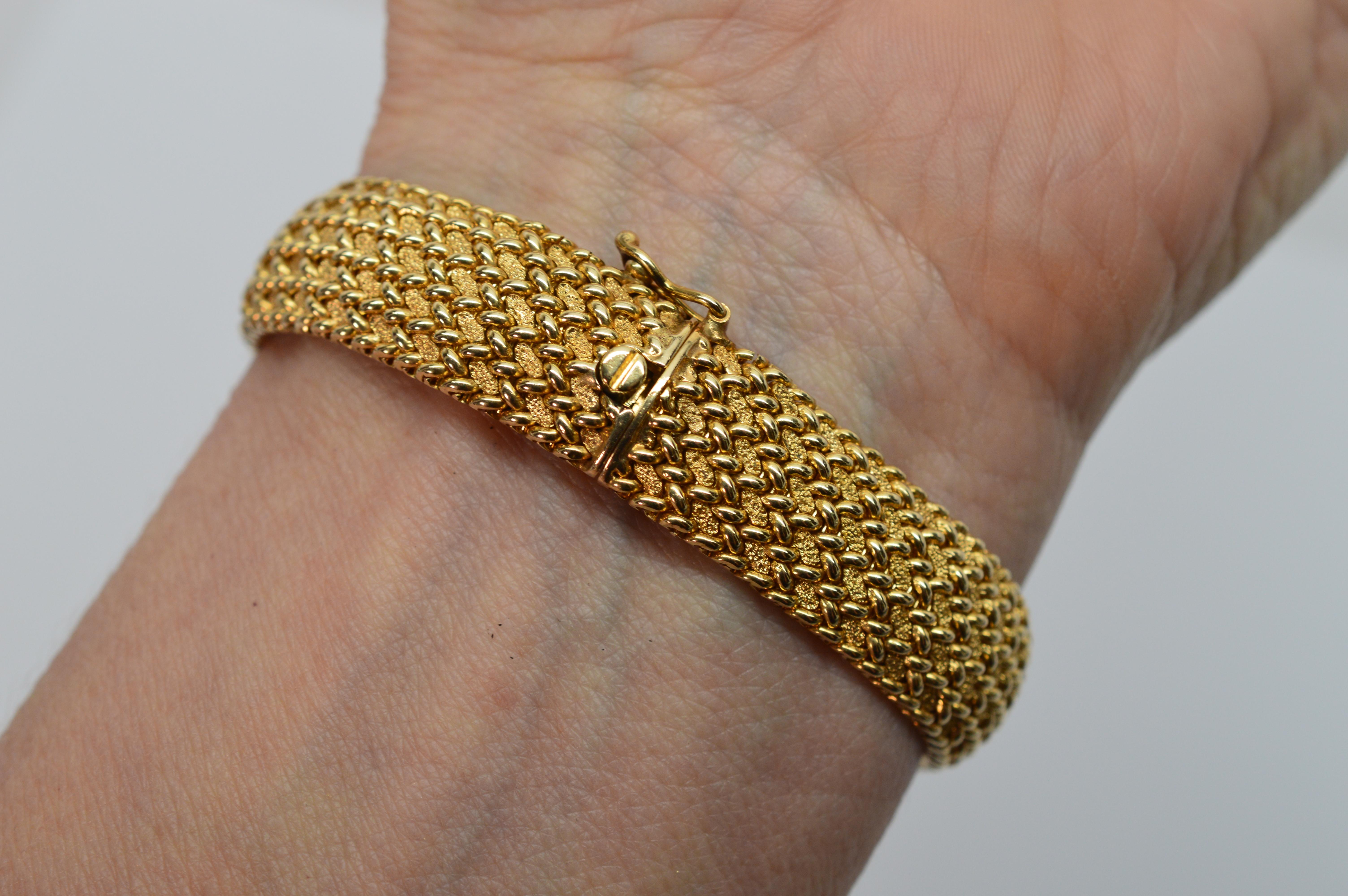 Woven Gold Mesh Bracelet with Mystery Watch by Concord In Excellent Condition For Sale In Mount Kisco, NY