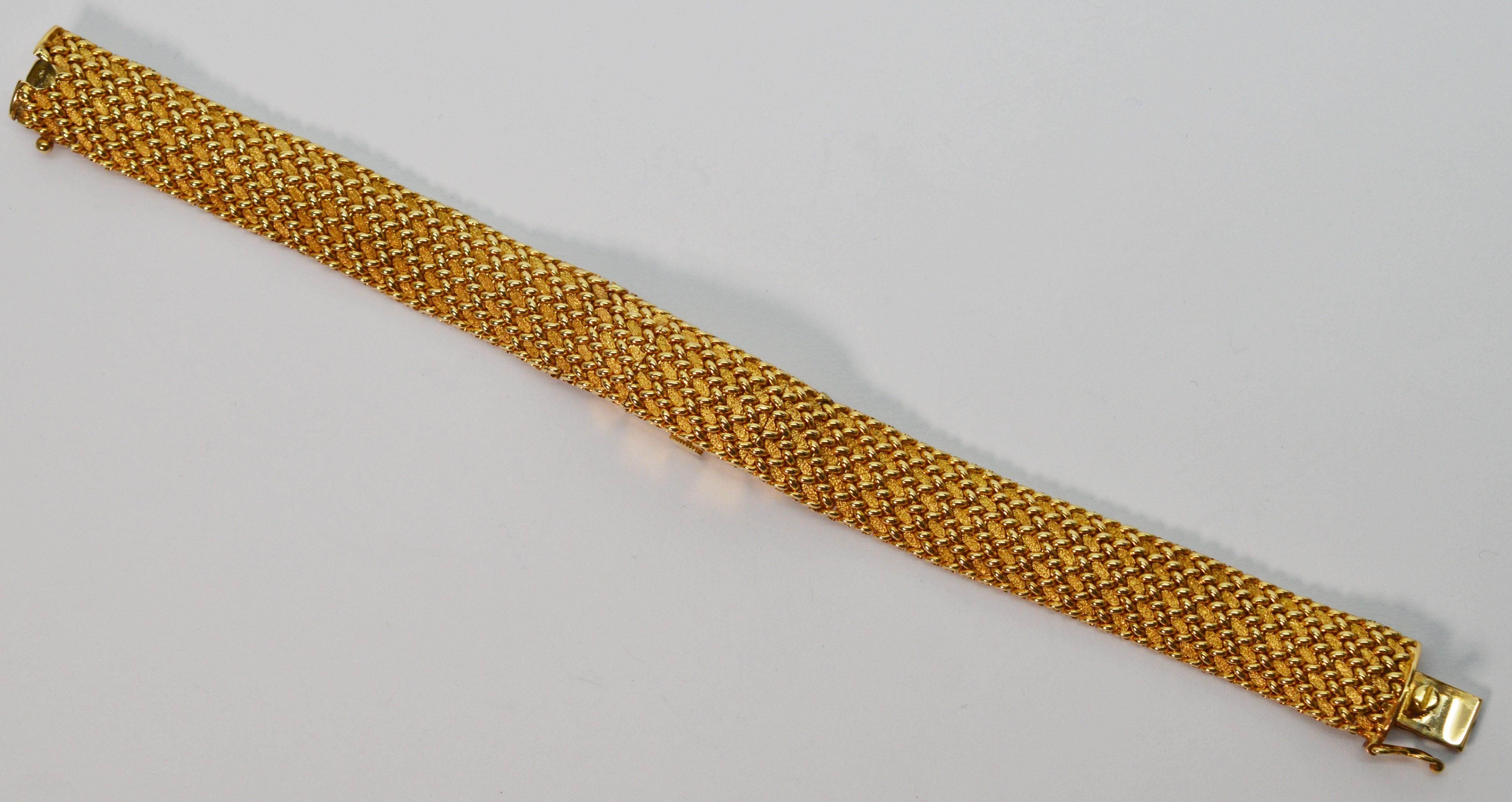 Woven Gold Mesh Bracelet with Mystery Watch by Concord For Sale 2