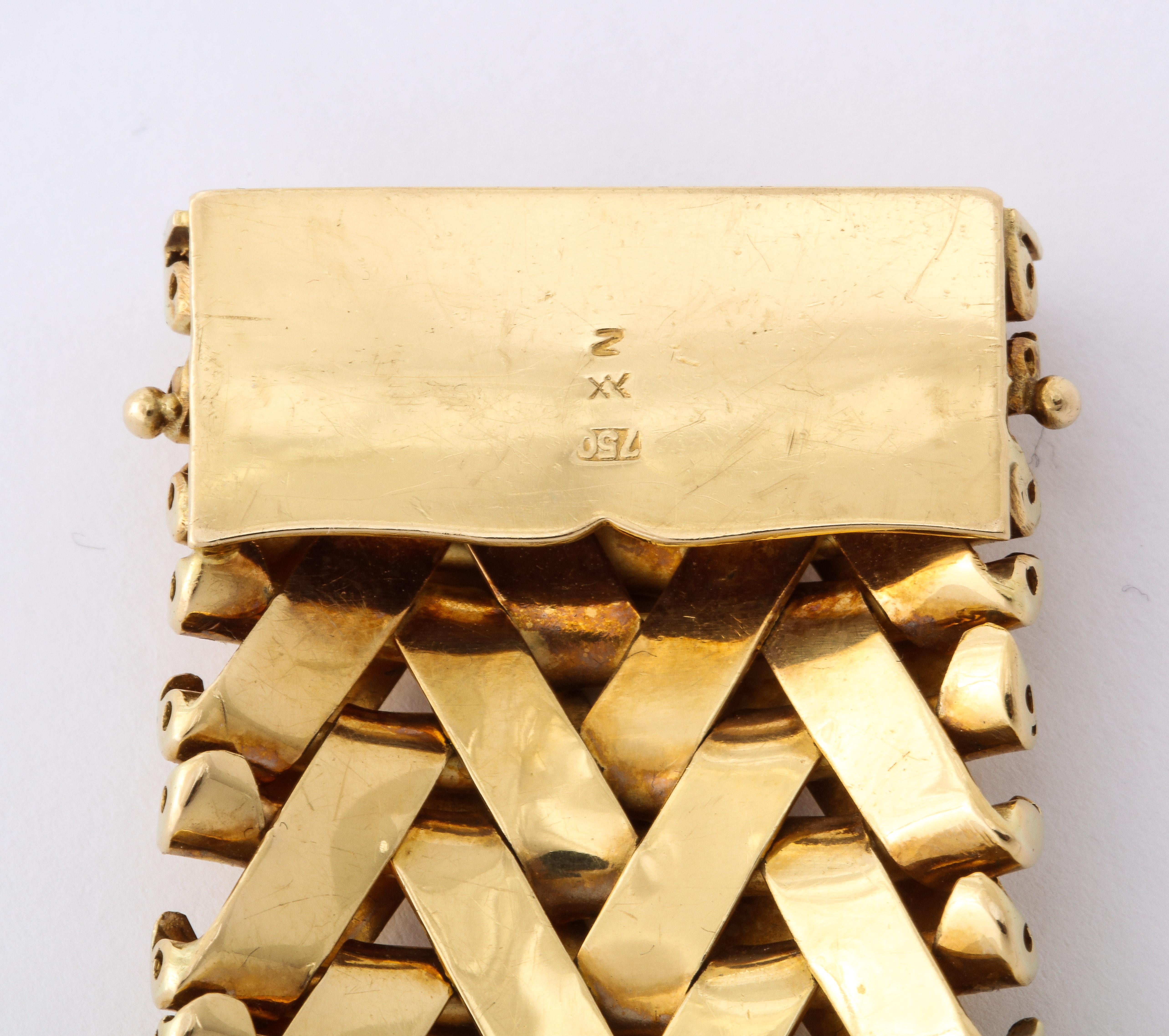 Woven Gold Wide Bangle Bracelet 1