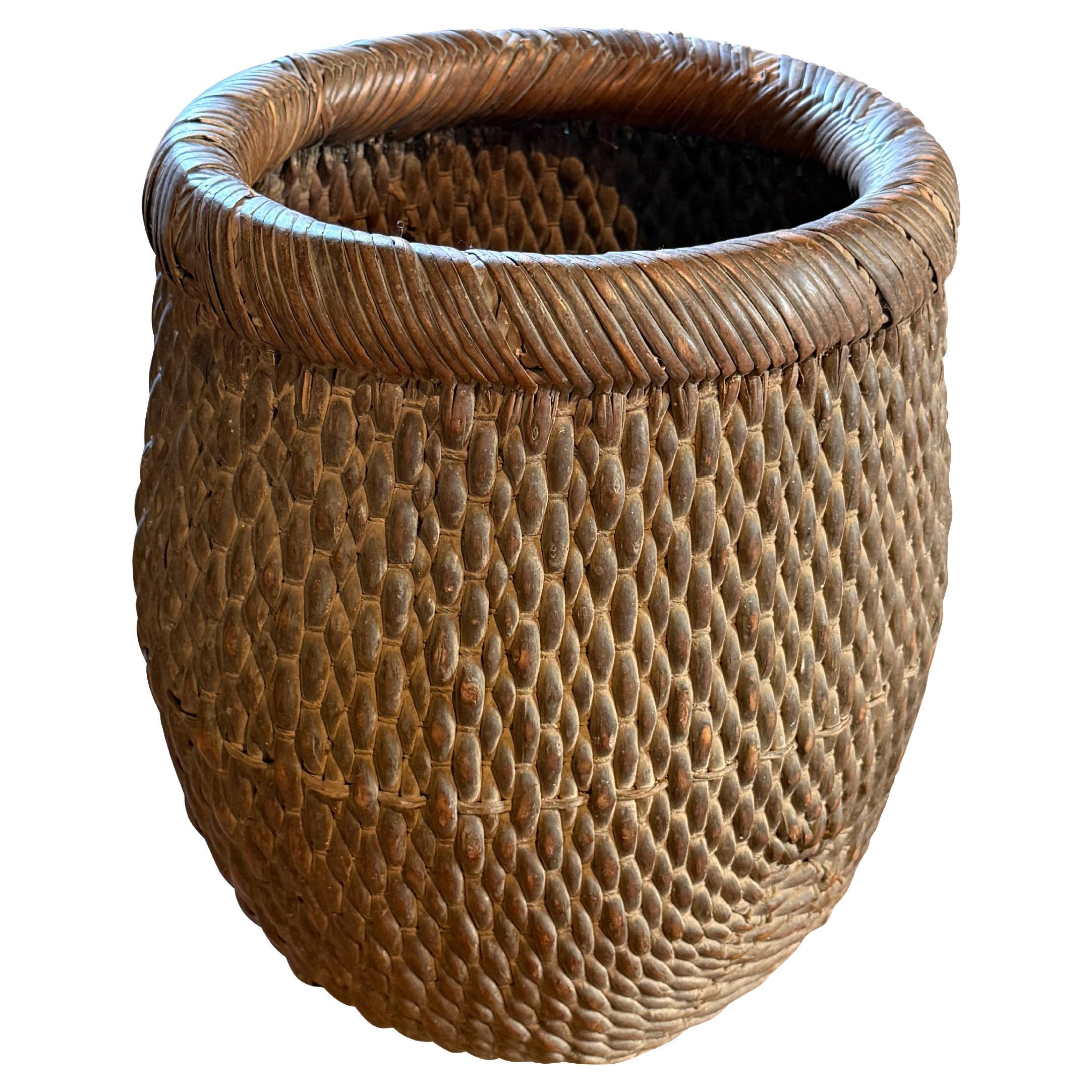 Woven Grain Storage Basket, China, 19th Century For Sale