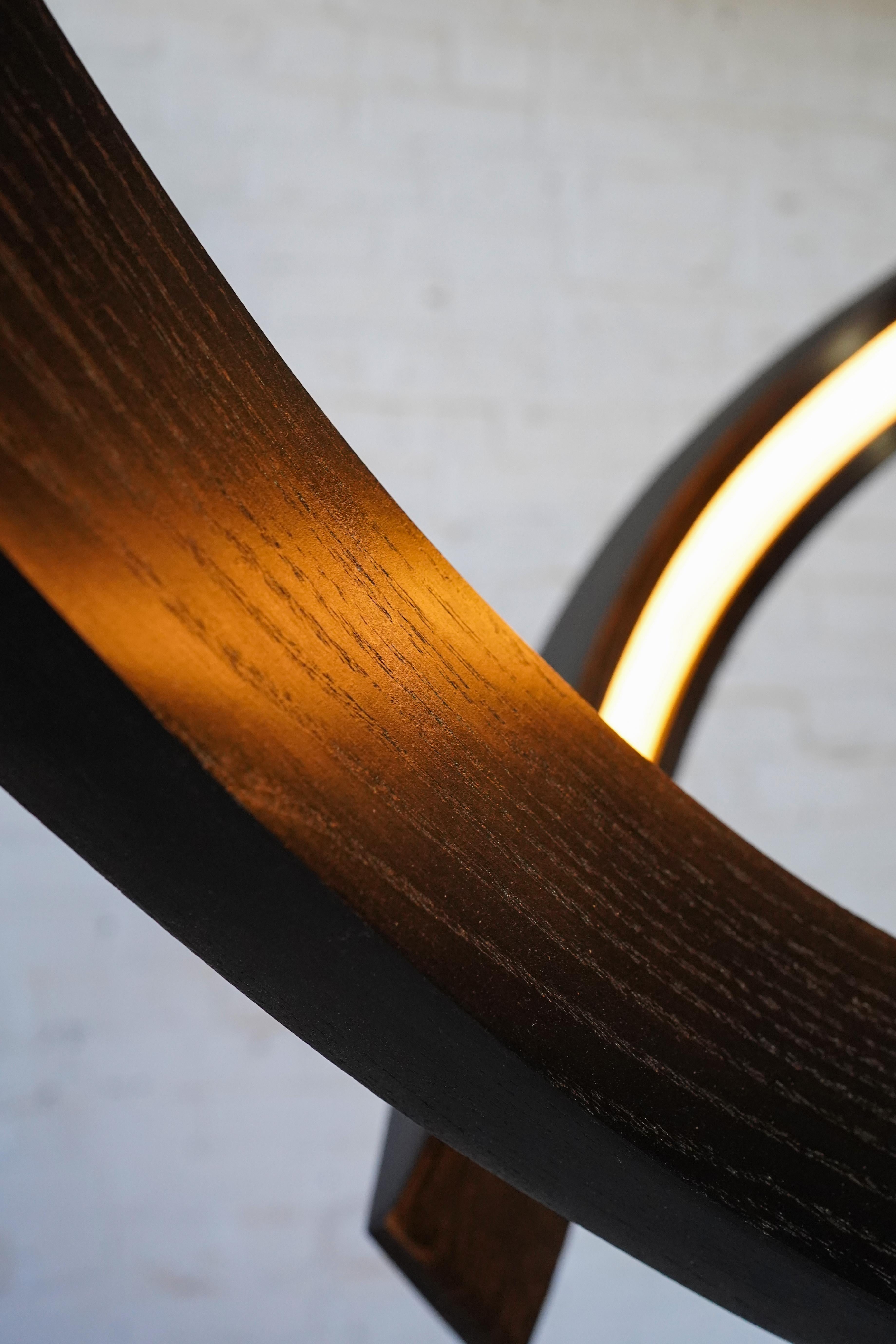 Woven, Hanging Multi-Element Freeform Wooden Pendant Light For Sale 1