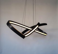 Woven, Hanging Multi-Element Freeform Wooden Pendant Light