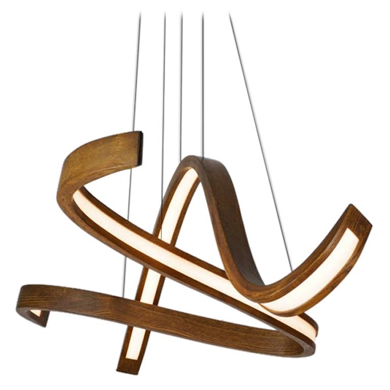 Woven ii, Hanging Multi-Element Freeform Wooden Pendant Light For Sale