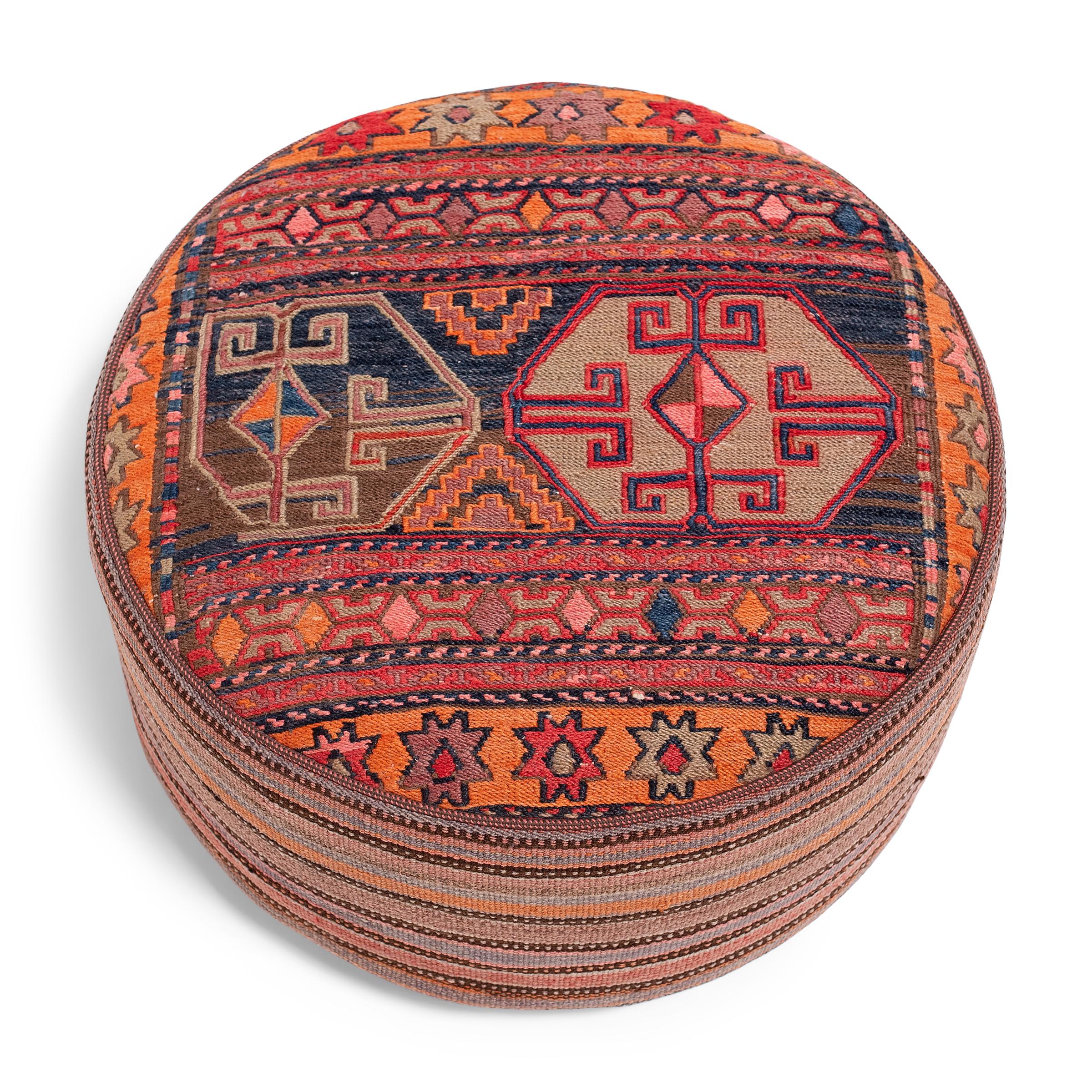 Asian Woven Kilim Pouf Ottoman