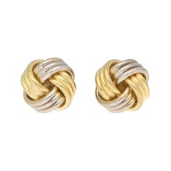 Woven Knot Stud Earrings Set in 18k White and Yellow Gold Woven Knot Stud Earrings Set in 18k White and Yellow Gold