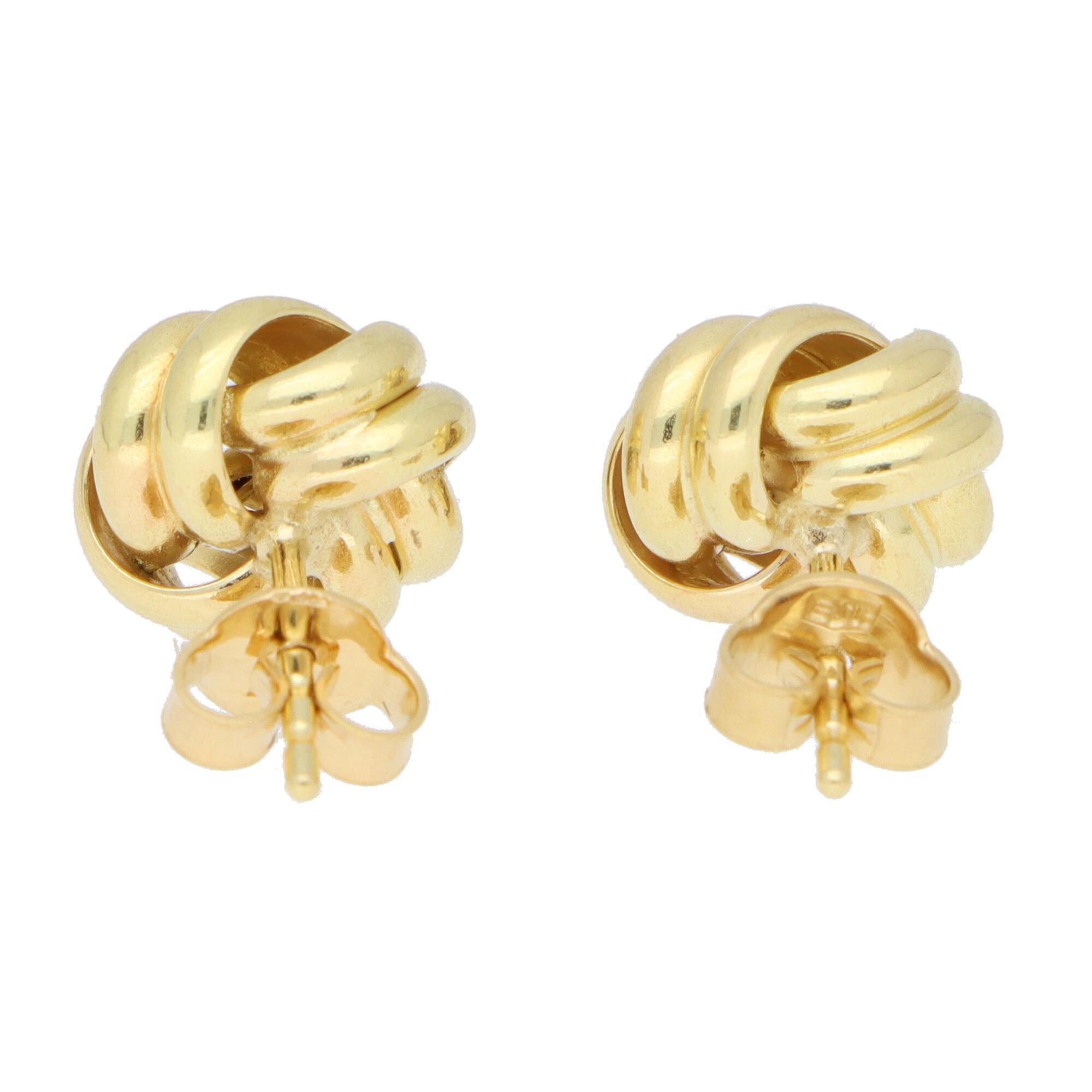 Woven Knot Stud Earrings Set in 18k Yellow Gold 1