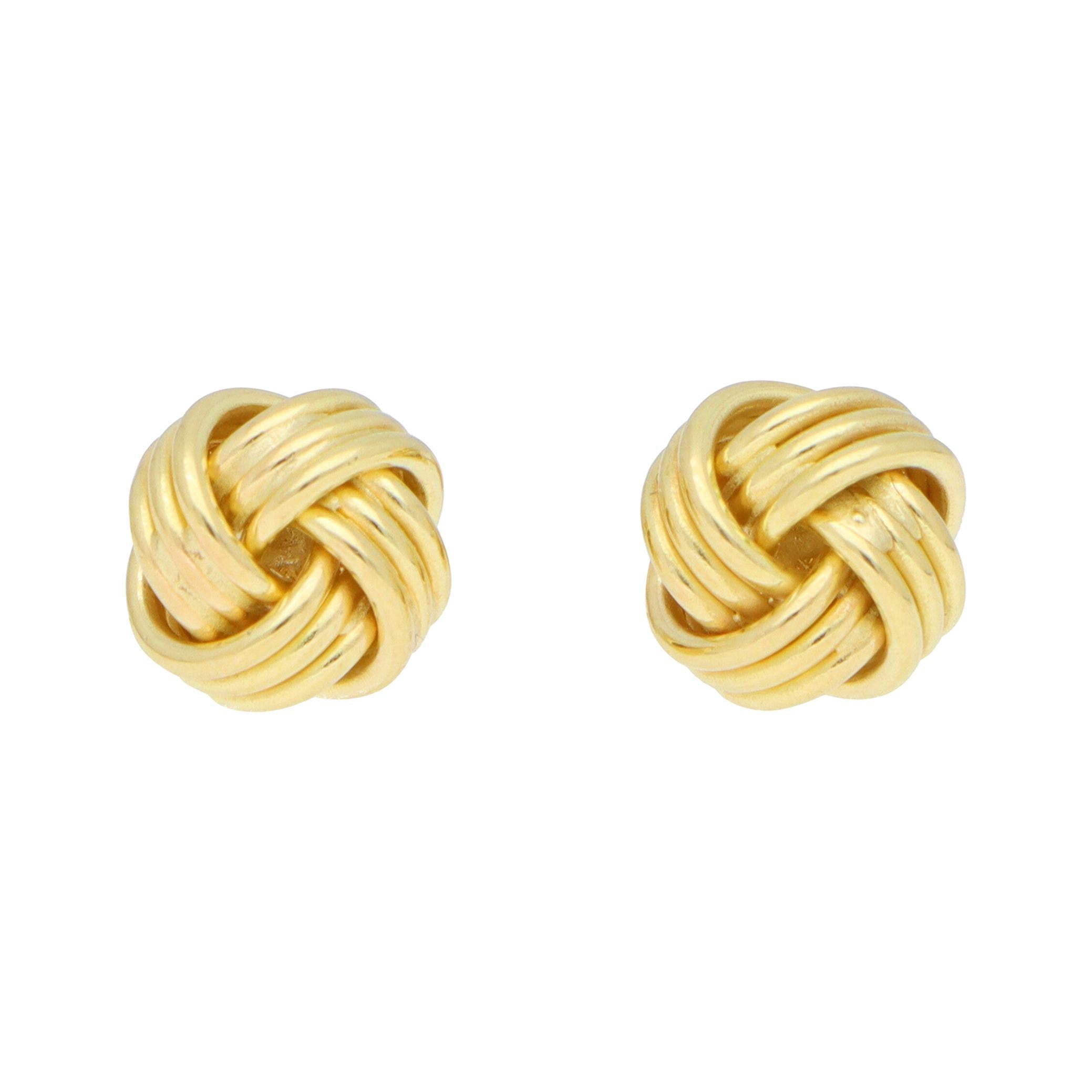 Tricolor Gold Knot Stud Earrings at 1stDibs