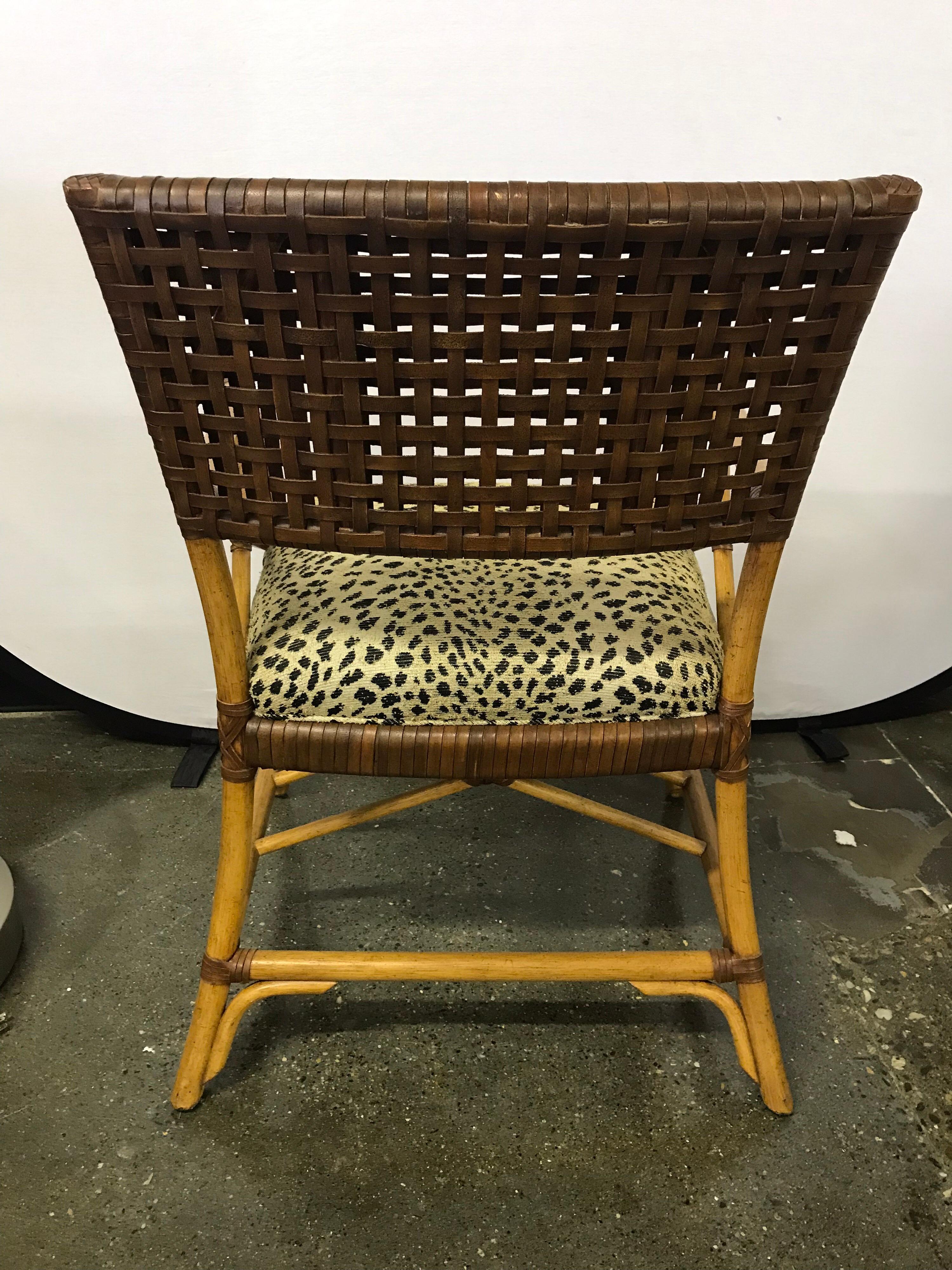 Woven Leather and Bamboo Dining Chairs with Round Wood Table 6