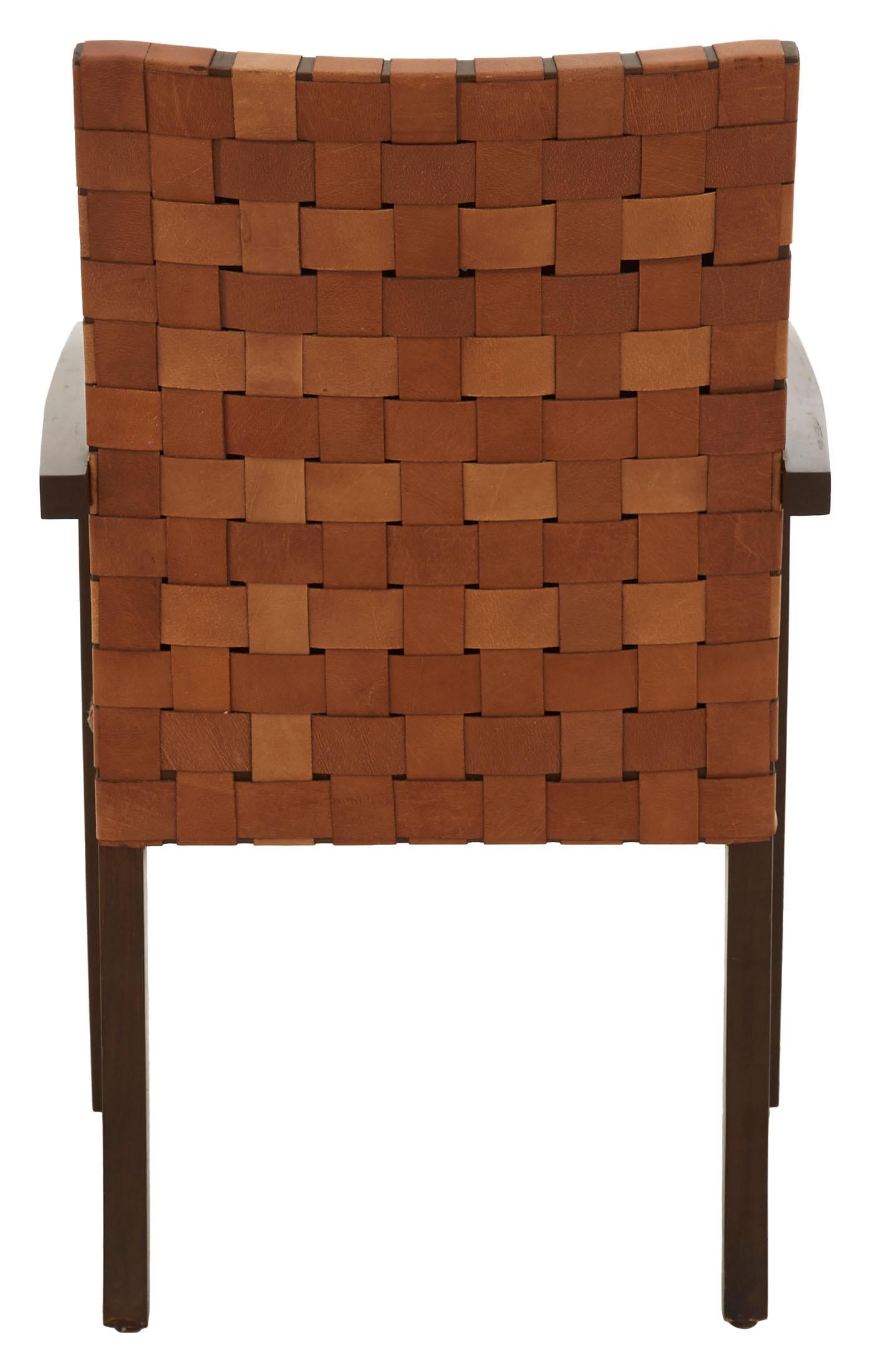 Woven Leather Back Dining Chair with Moroccan Rug Seat (amerikanisch)