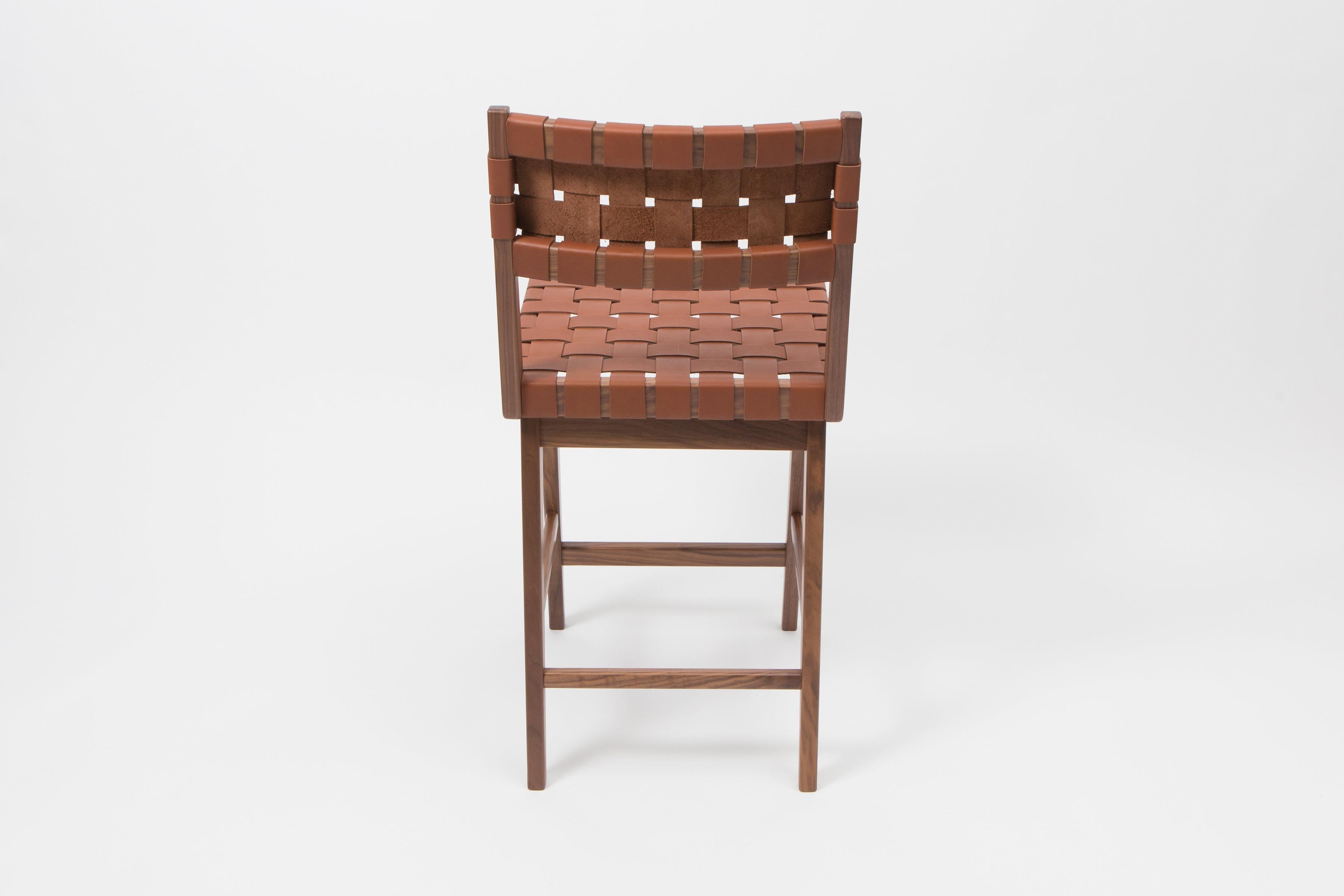 woven leather counter stool
