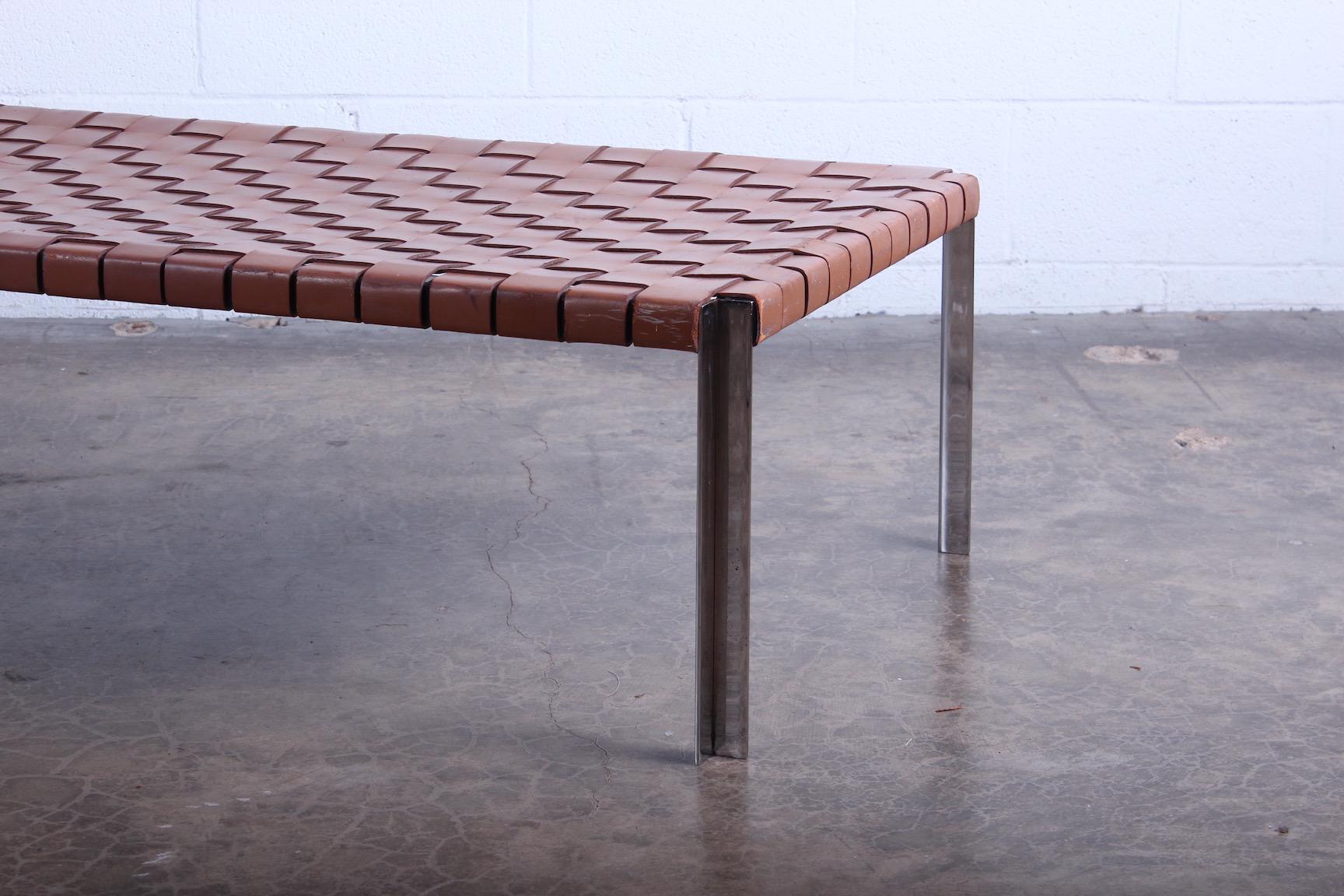 Woven Leather Bench by Estelle and Erwine Laverne (Leder)