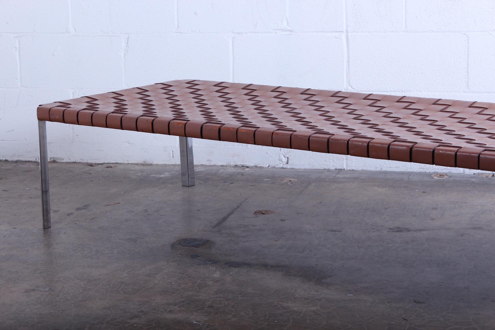Woven Leather Bench by Estelle and Erwine Laverne 2