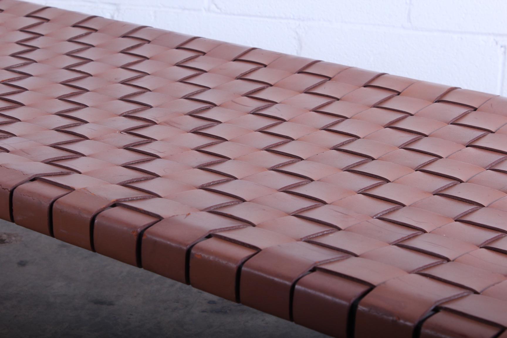 Woven Leather Bench by Estelle and Erwine Laverne 3