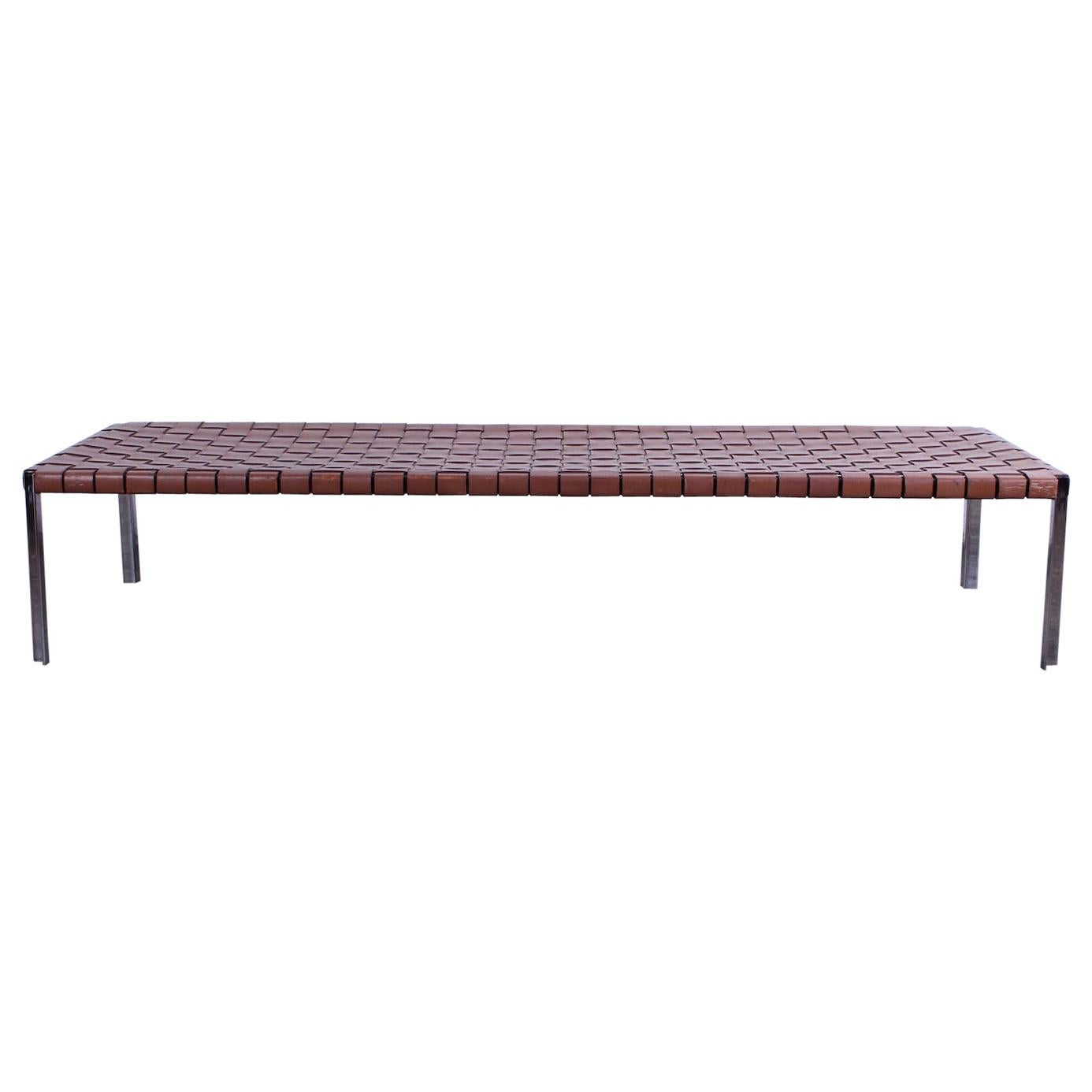 Woven Leather Bench by Estelle and Erwine Laverne
