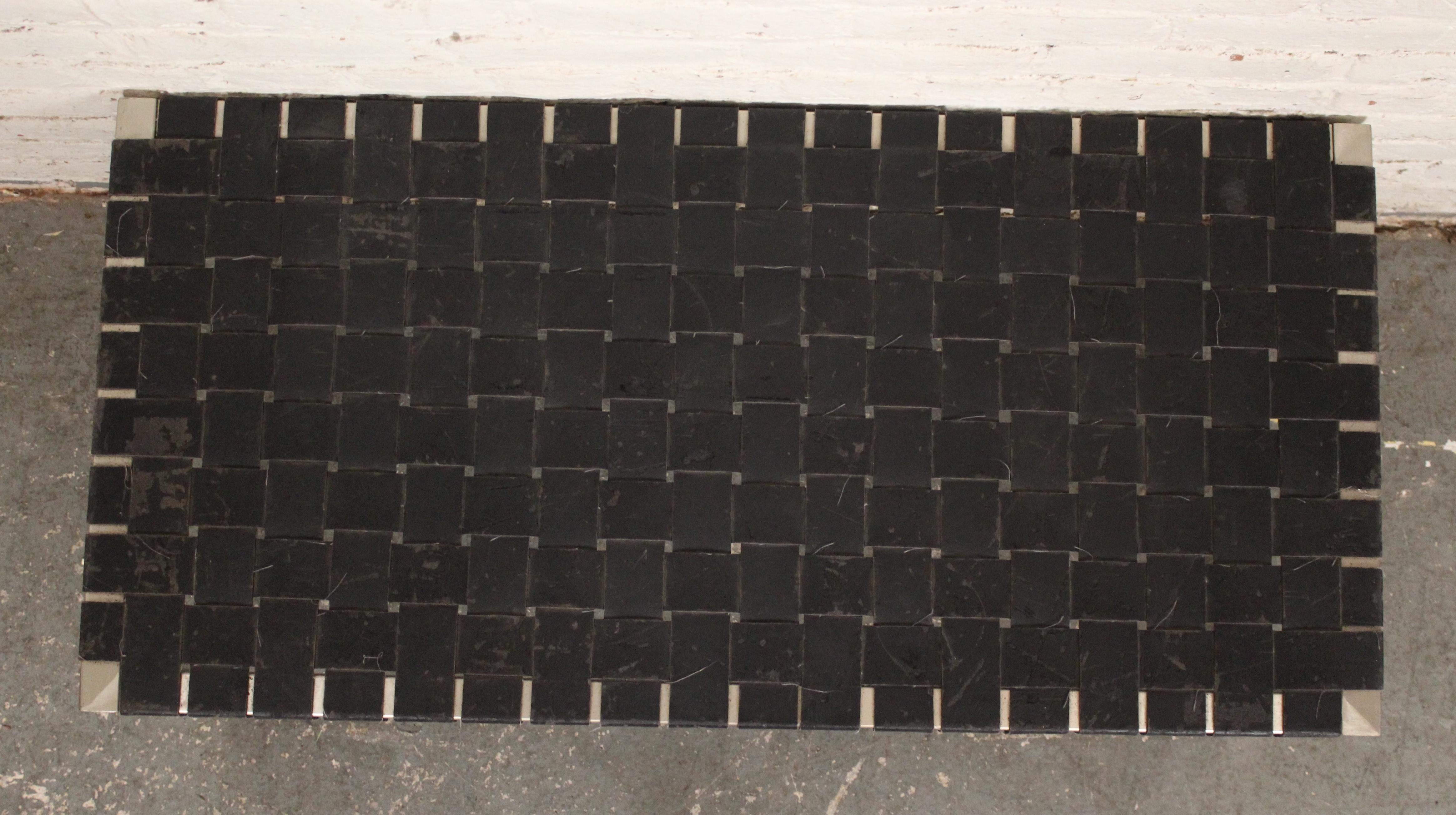 20th Century Woven Leather Bench For Sale