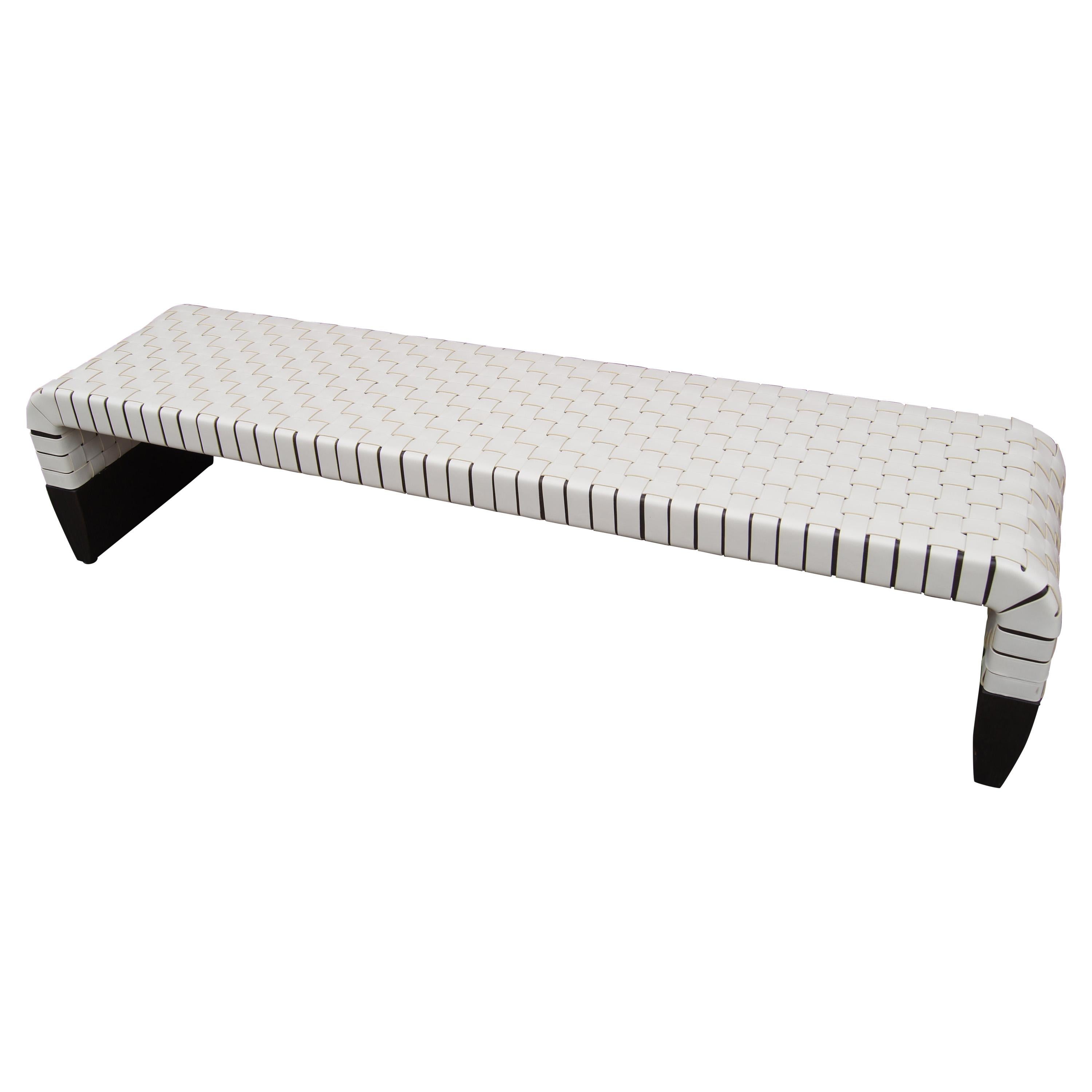 Woven Leather Brera Bench by Guglielmo Ulrich for Matteo Grassi For Sale