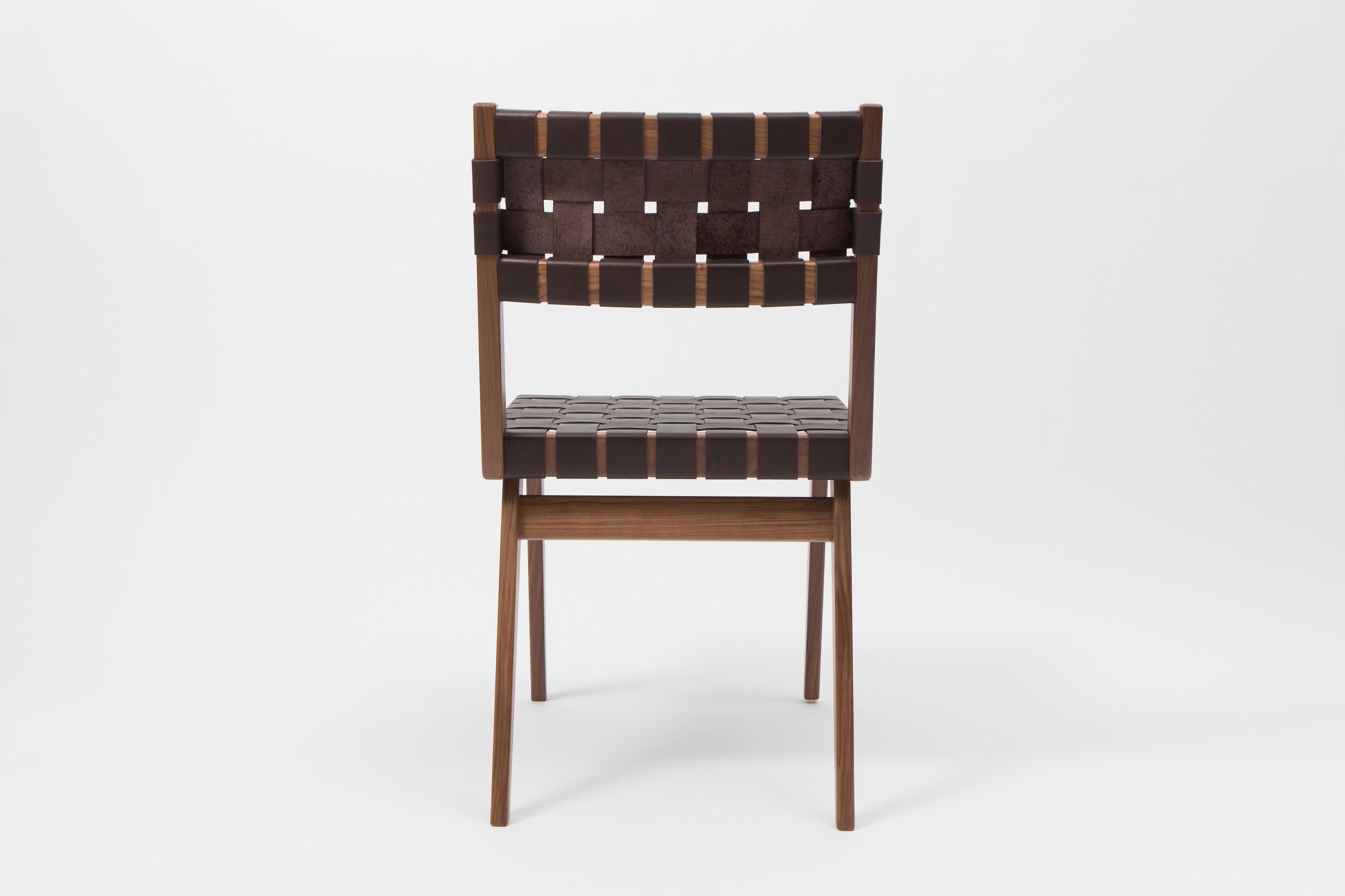 brown leather dining chair