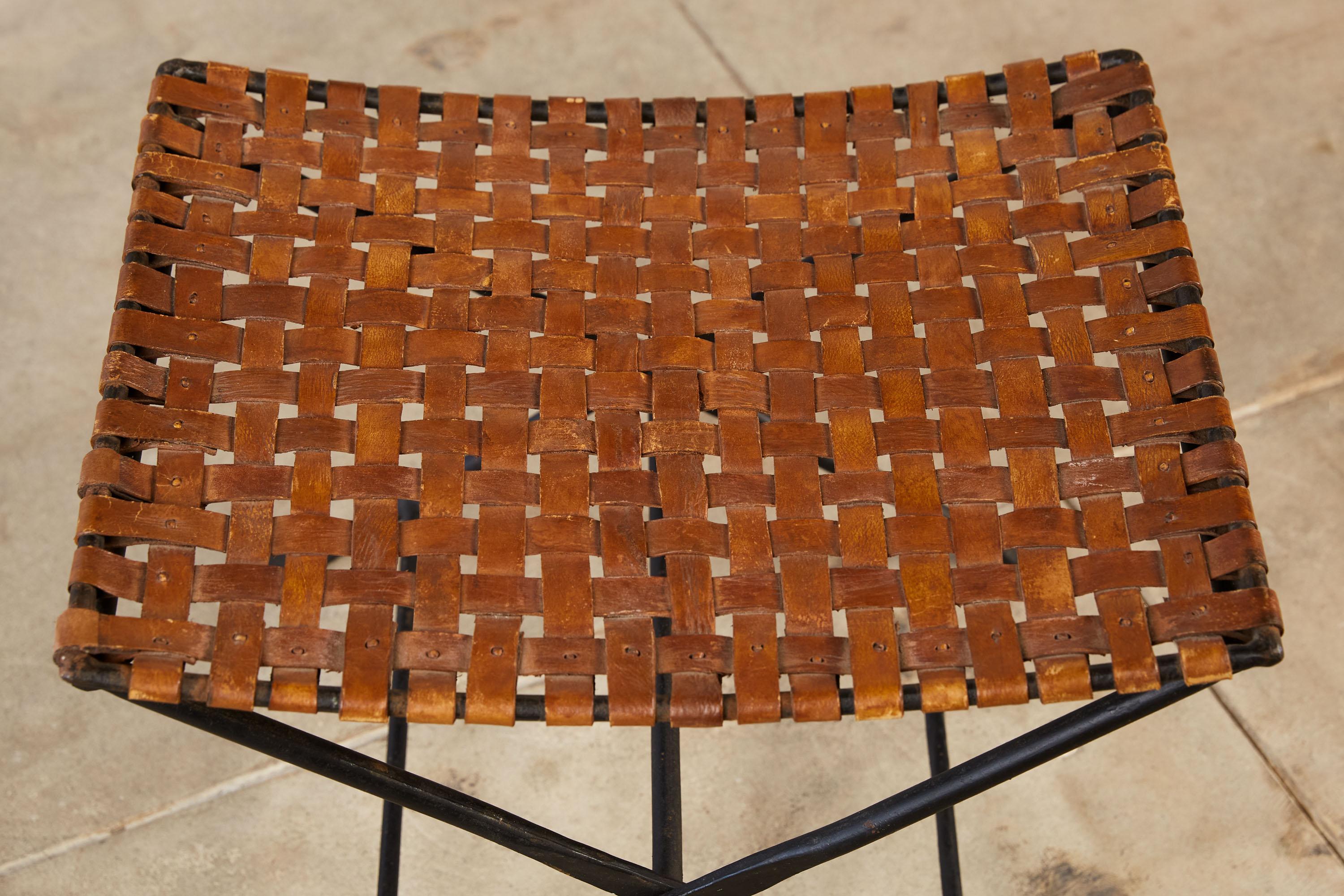Woven Leather Folding Stool at 1stDibs