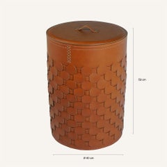Woven leather laundry basket ELENA - Standard - Regenerated leather