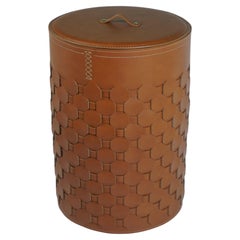 Woven leather laundry basket ELENA - Standard - Regenerated leather