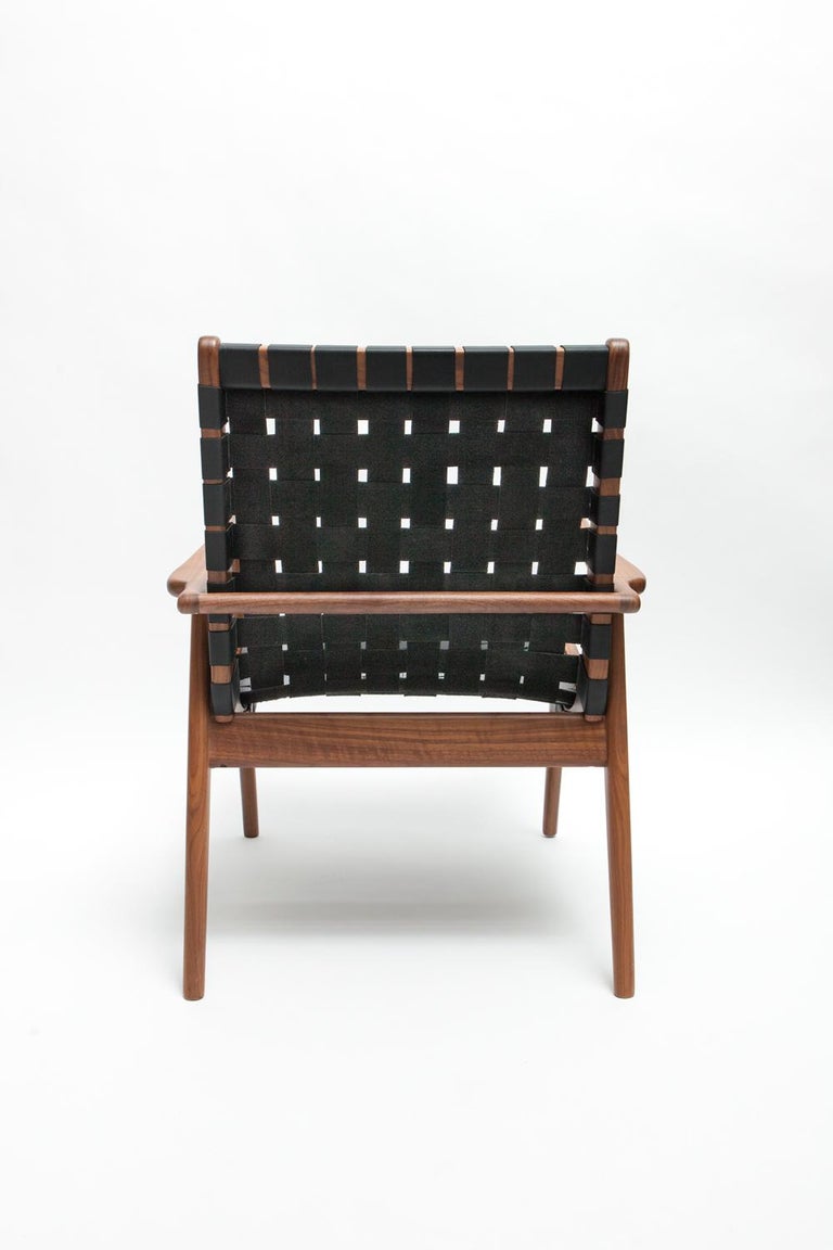 Hand-Crafted Woven Leather Lounge Chair in Black by Mel Smilow For Sale