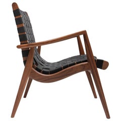 Chaise longue en cuir tressé et cuir noir par Mel Smilow