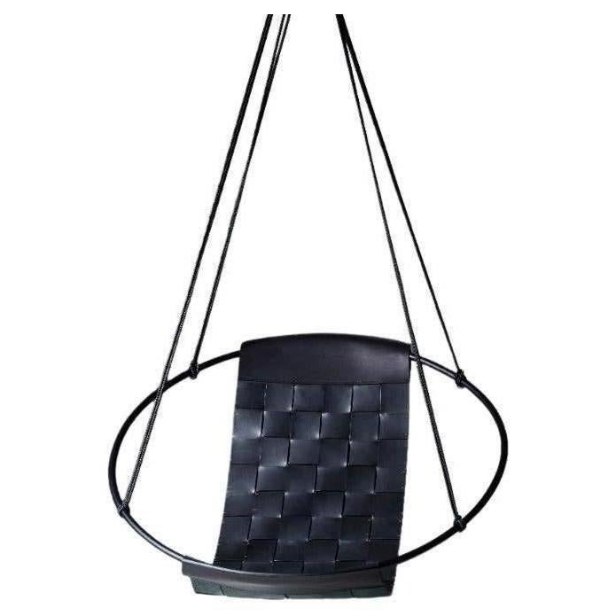Woven Leather Sling Hanging Swing Chair For Sale