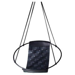 Woven Leather Sling Hanging Swing Chair