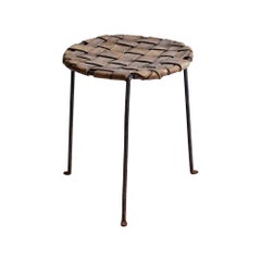 Woven Leather Stool by Swift and Monell