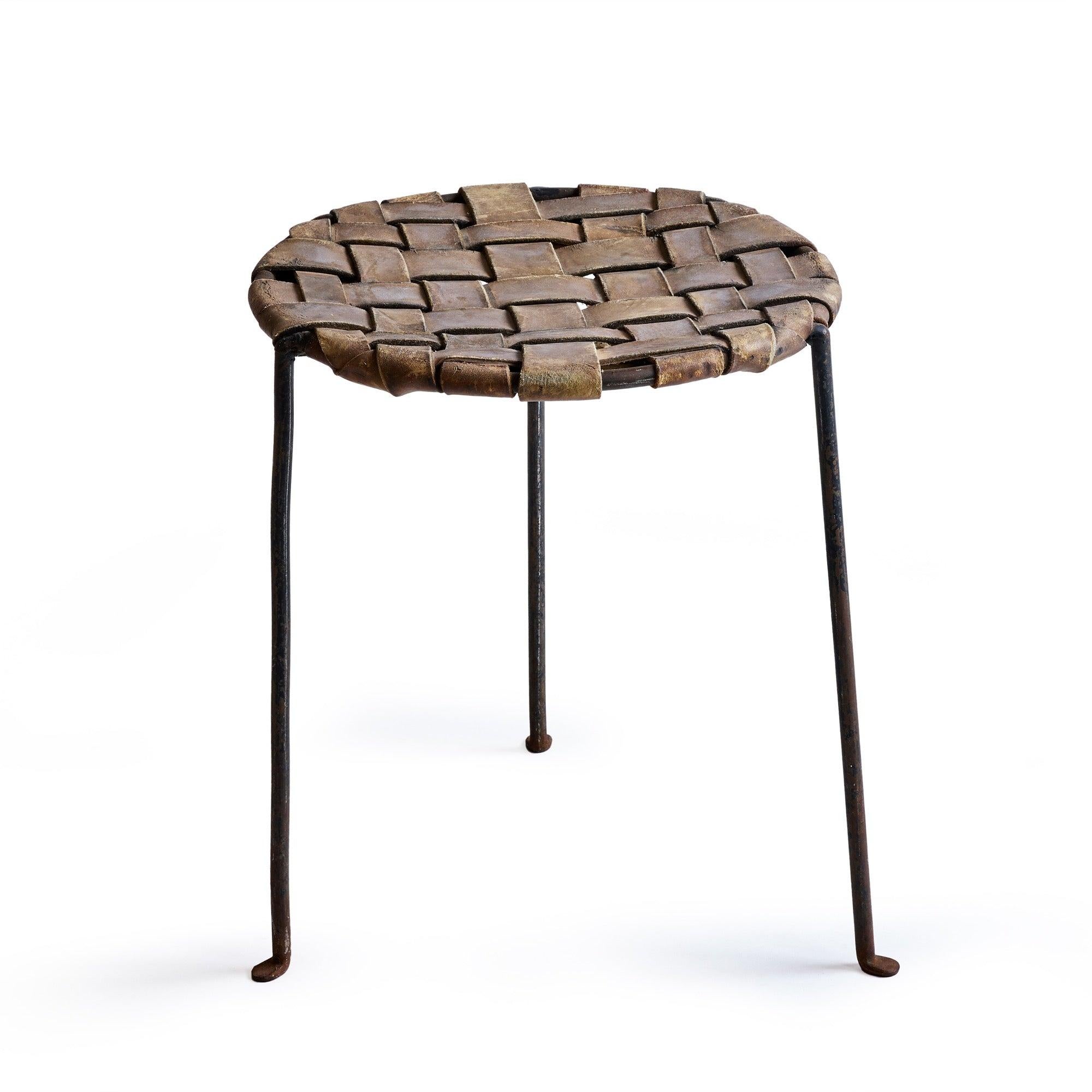 Américain Tabouret en cuir tissé de Swift and Monell en vente