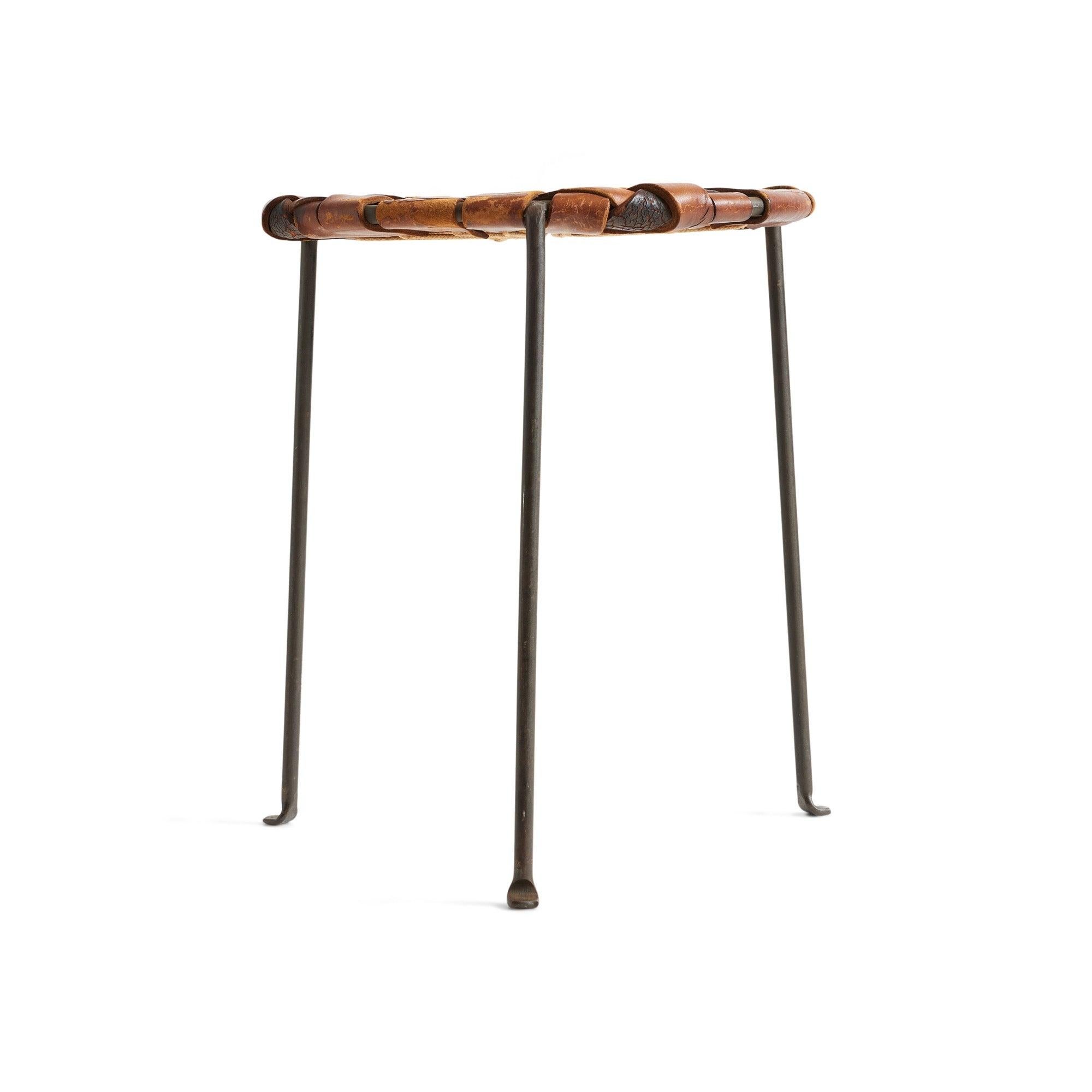 Américain Tabouret en cuir tissé de Swift and Monell en vente