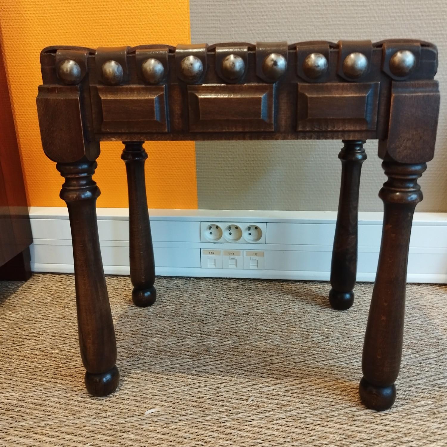 Hollywood Regency Woven leather stool For Sale