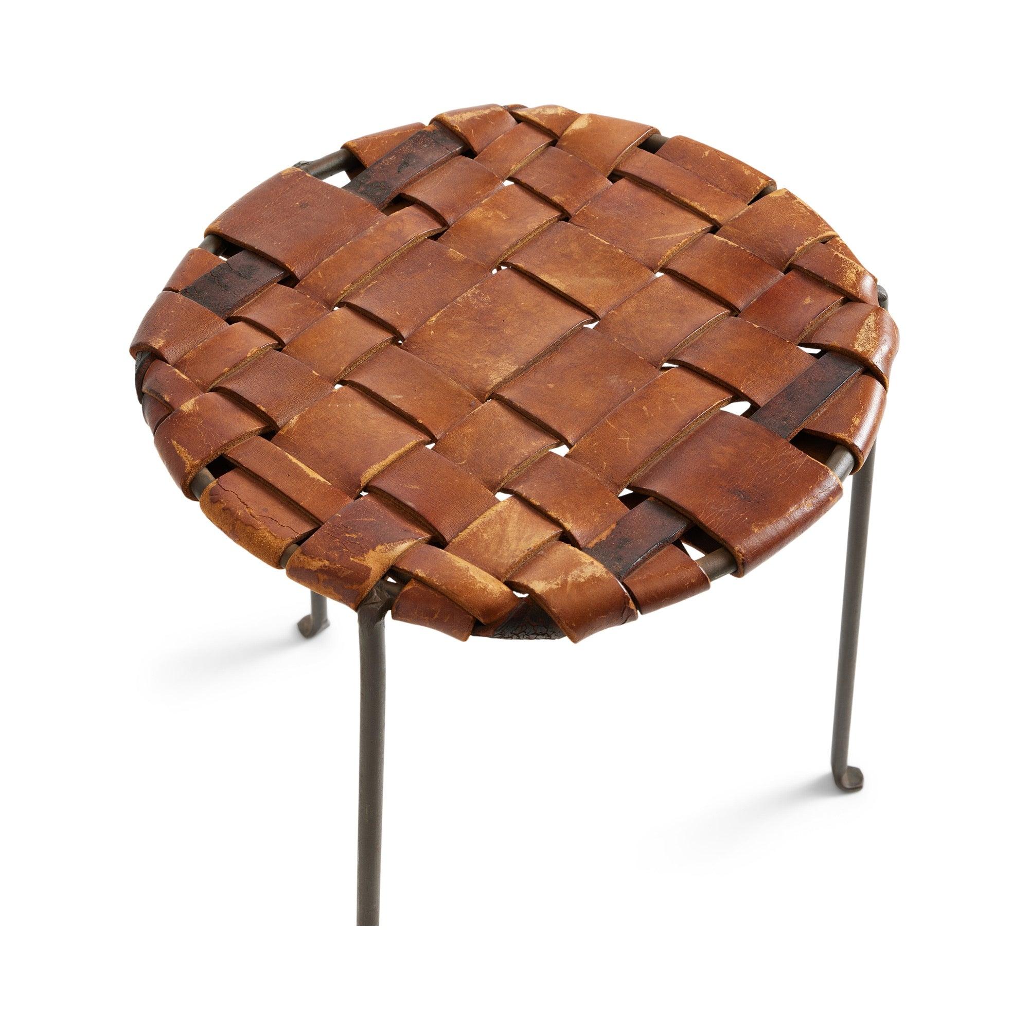 Tabouret en cuir tissé de Swift and Monell Excellent état - En vente à Sagaponack, NY