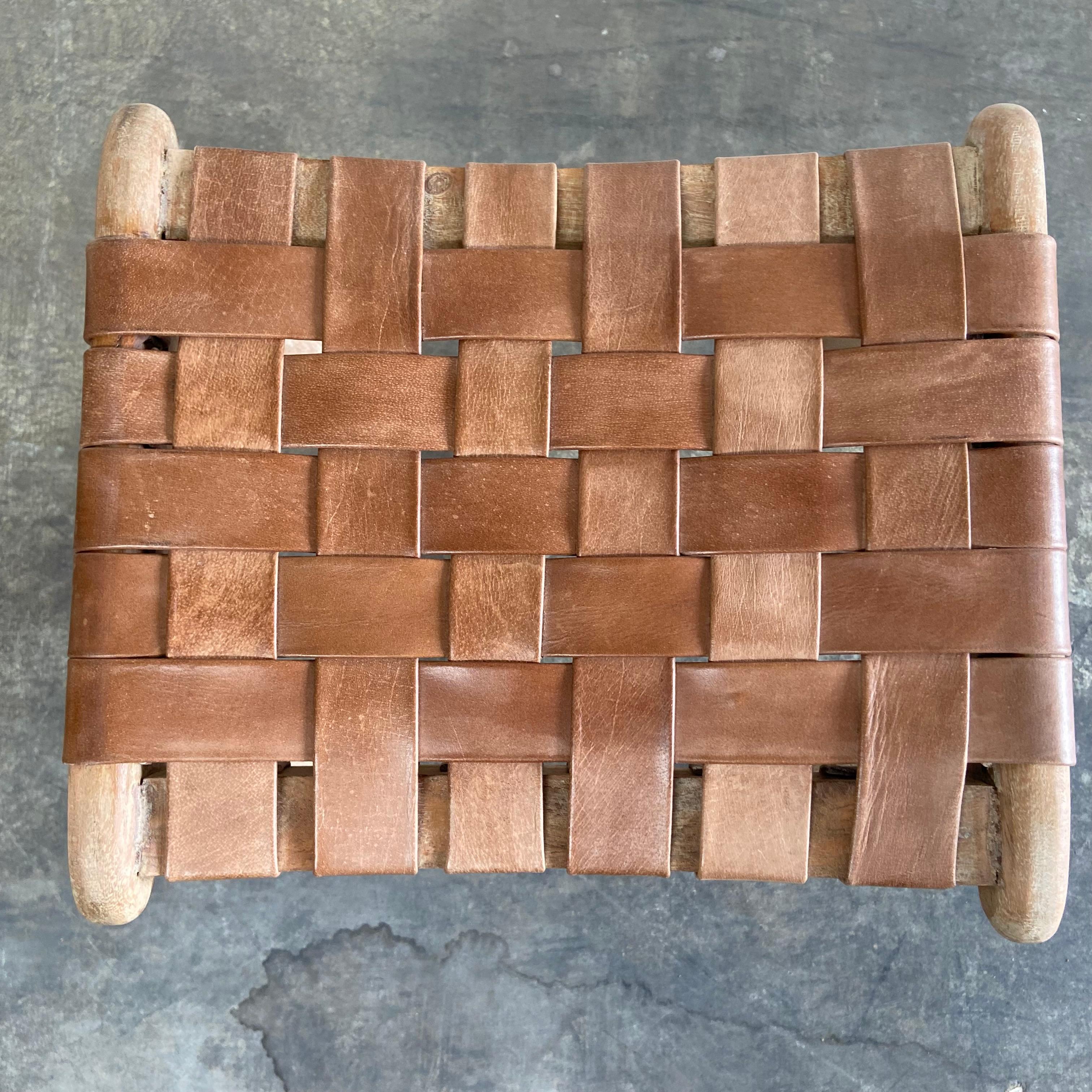 Woven Leather Strap Counter Stools 2