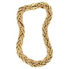 Vintage Woven Link 18K Yellow Gold Necklace