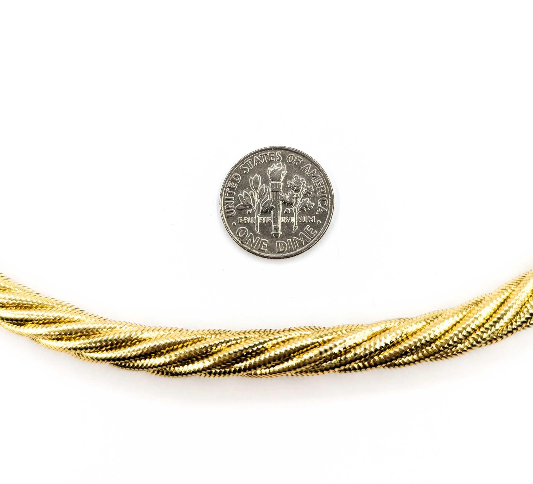 Gewebte Gliederhalskette aus 14 Karat Gelbgold (Zeitgenössisch)