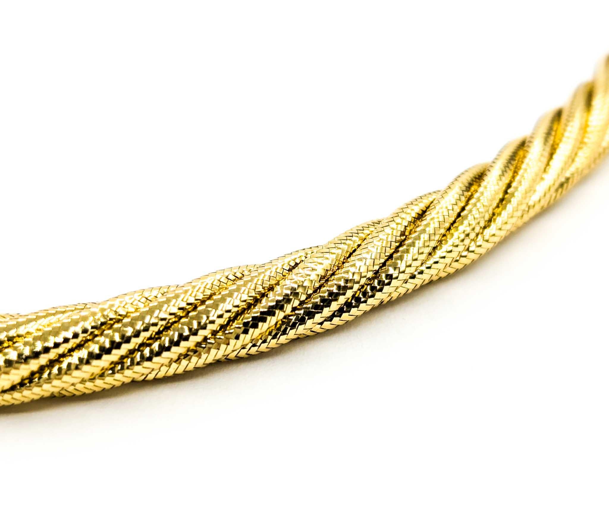 Gewebte Gliederhalskette aus 14 Karat Gelbgold im Zustand „Hervorragend“ in Bloomington, MN