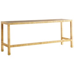 Woven Long Rattan Console Table