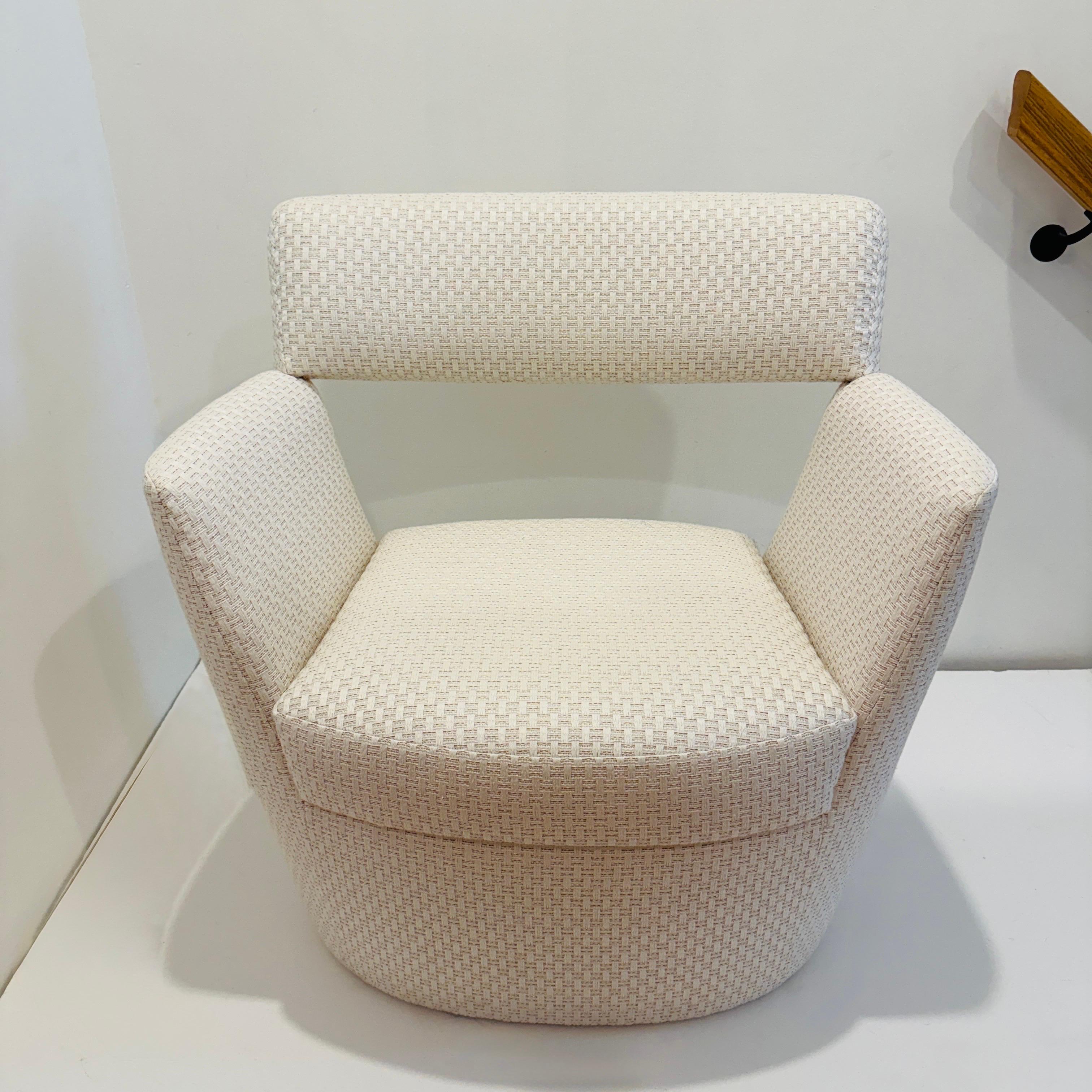Woven Lounge Chair in Ivory Fabric by La Maison Pierre Frey For Sale 2
