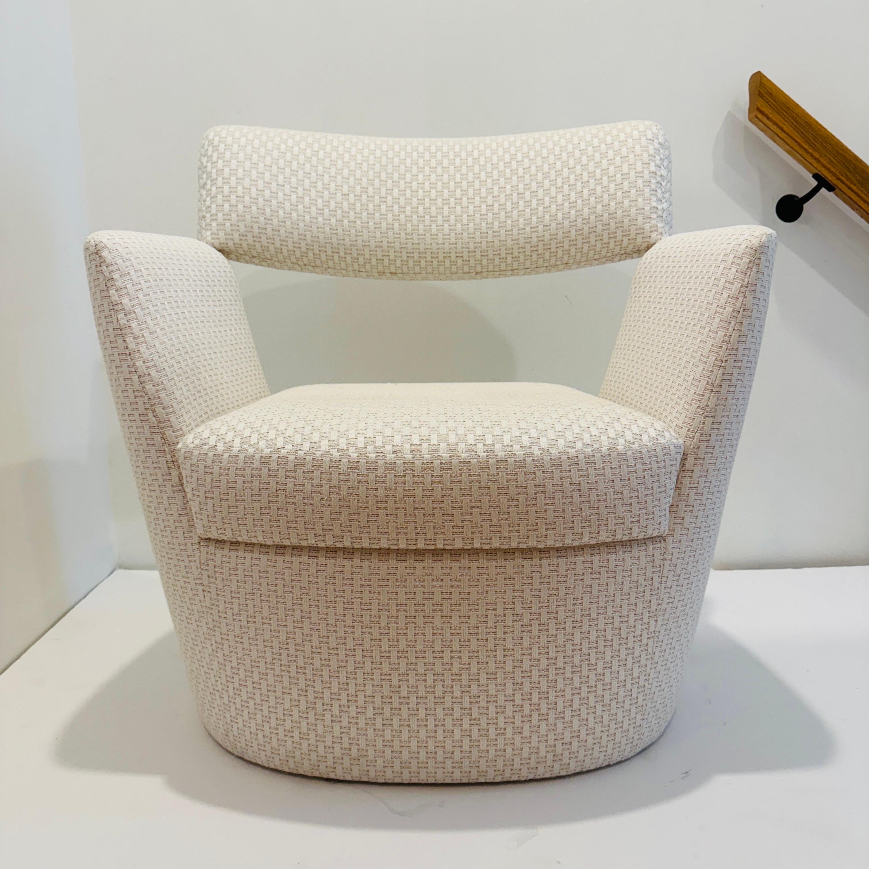 Woven Lounge Chair in Ivory Fabric by La Maison Pierre Frey For Sale 3