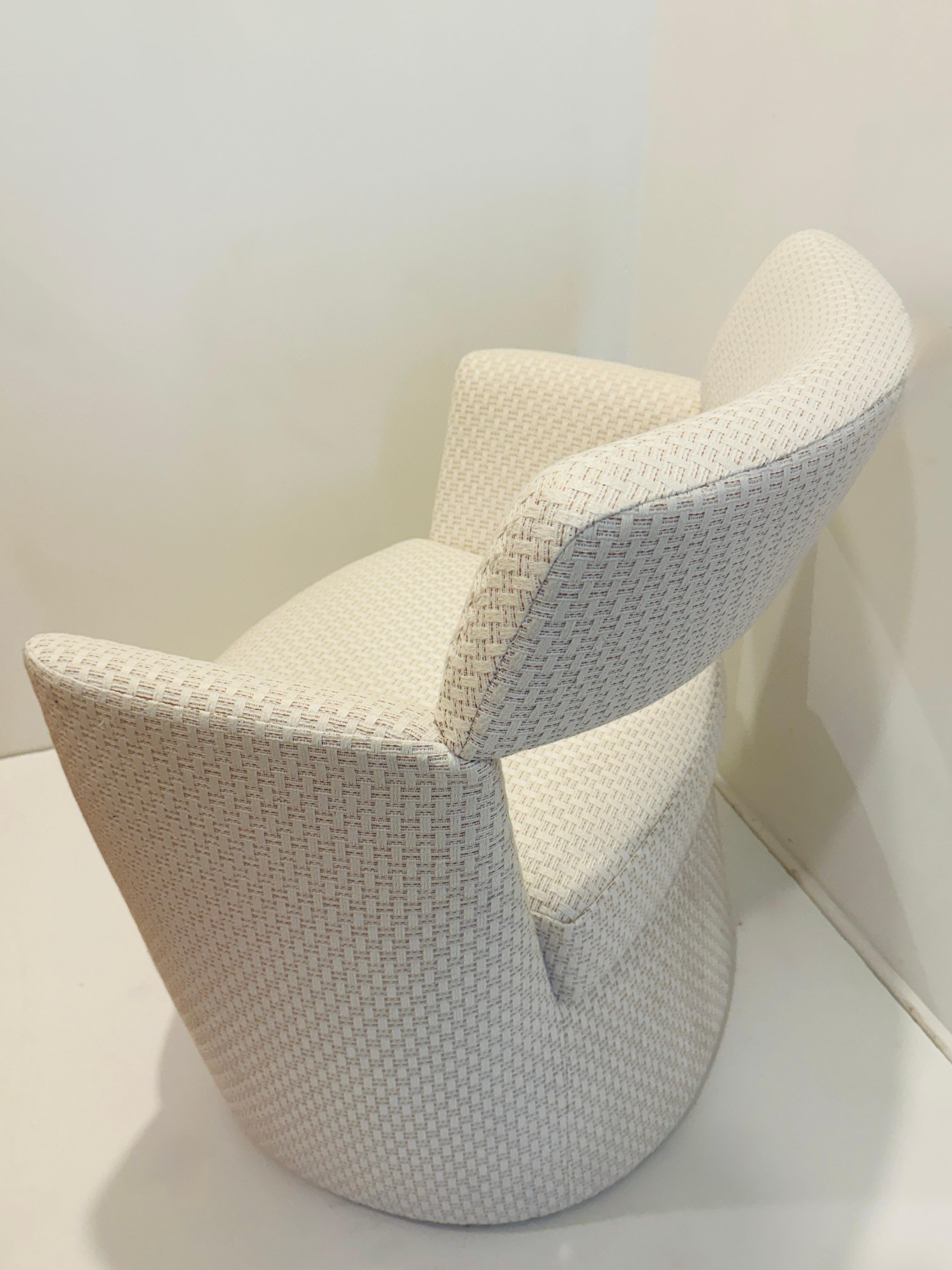 Hand-Crafted Woven Lounge Chair in Ivory Fabric by La Maison Pierre Frey For Sale