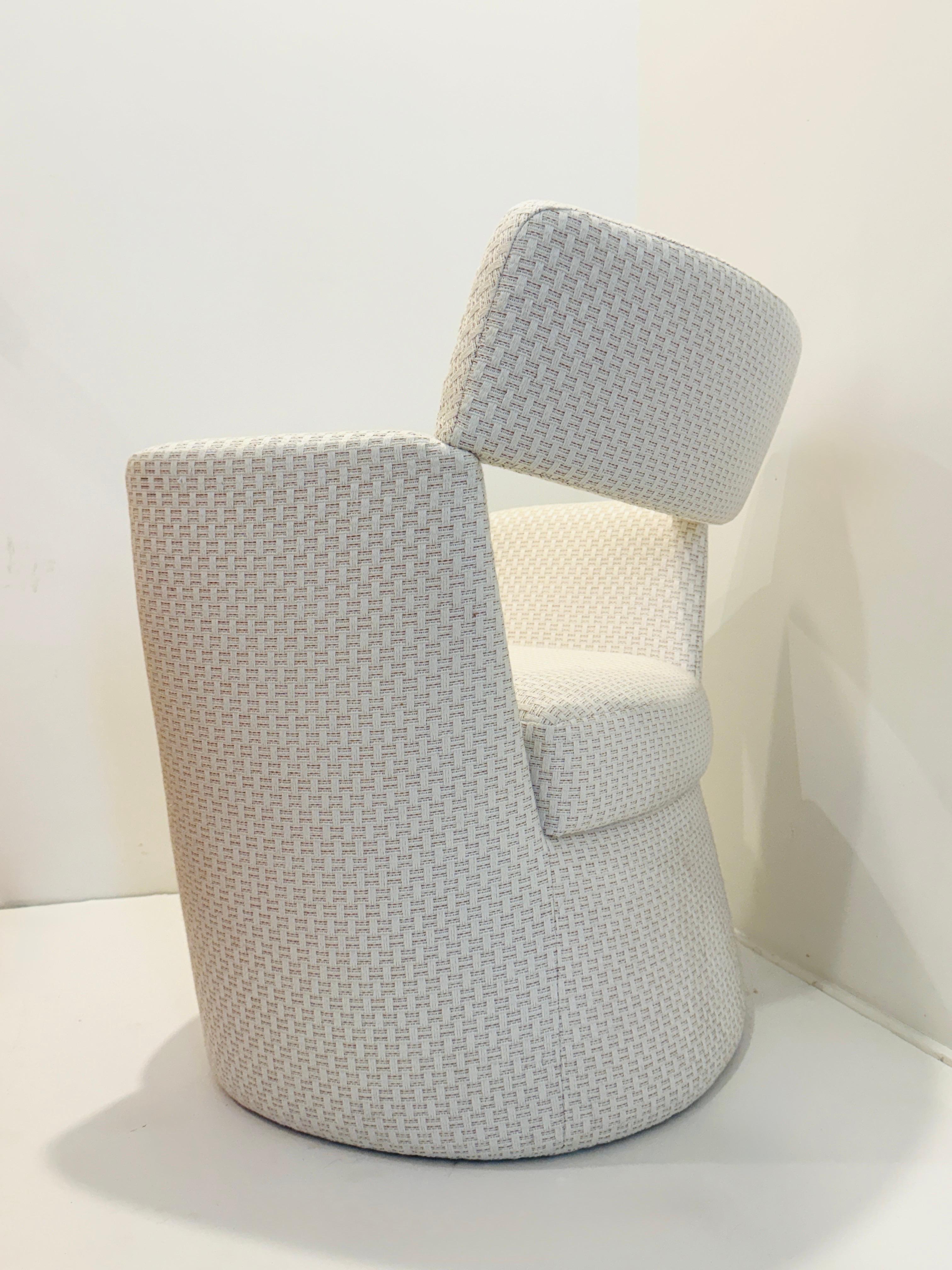 Woven Lounge Chair in Ivory Fabric by La Maison Pierre Frey In Excellent Condition For Sale In Fort Lauderdale, FL