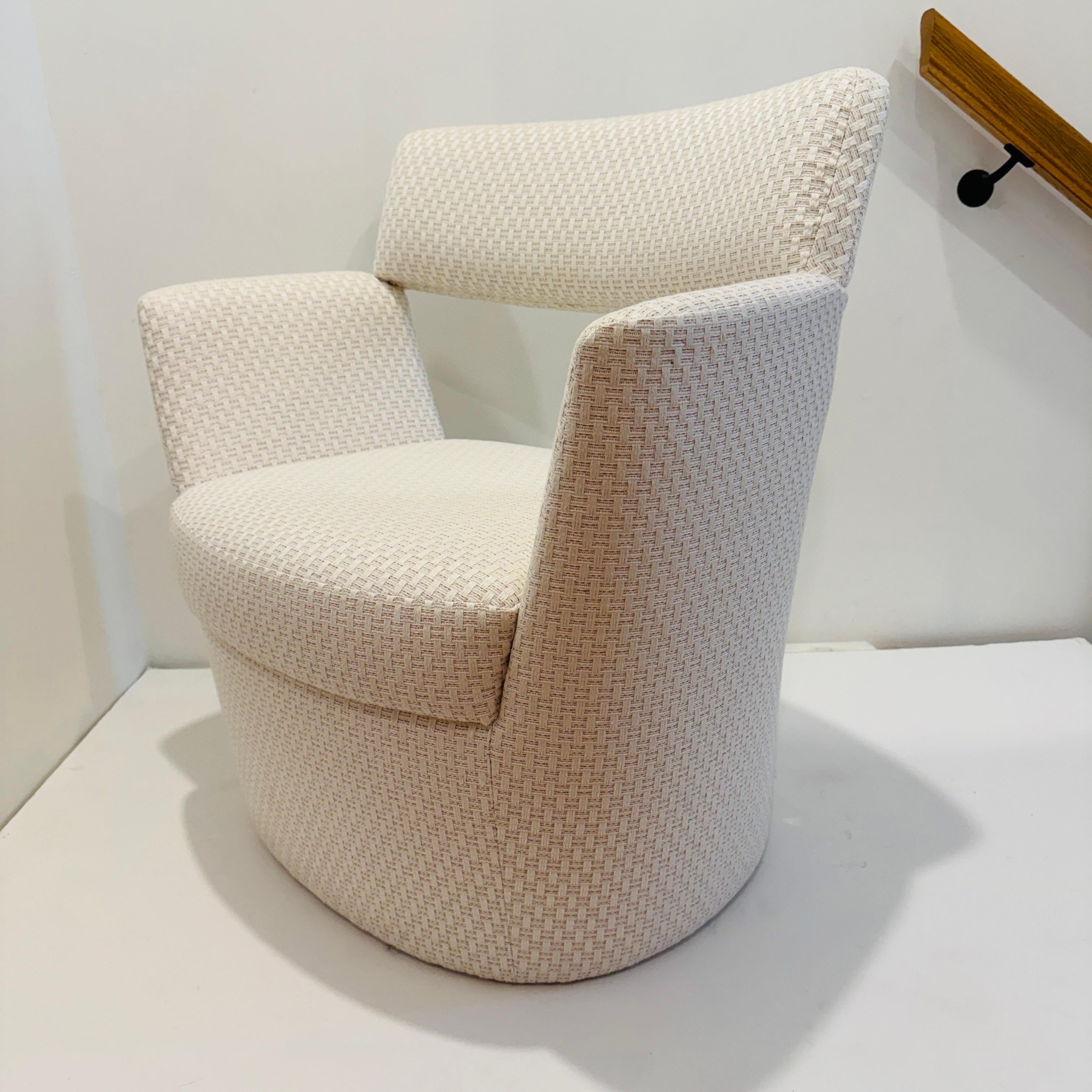 Contemporary Woven Lounge Chair in Ivory Fabric by La Maison Pierre Frey For Sale