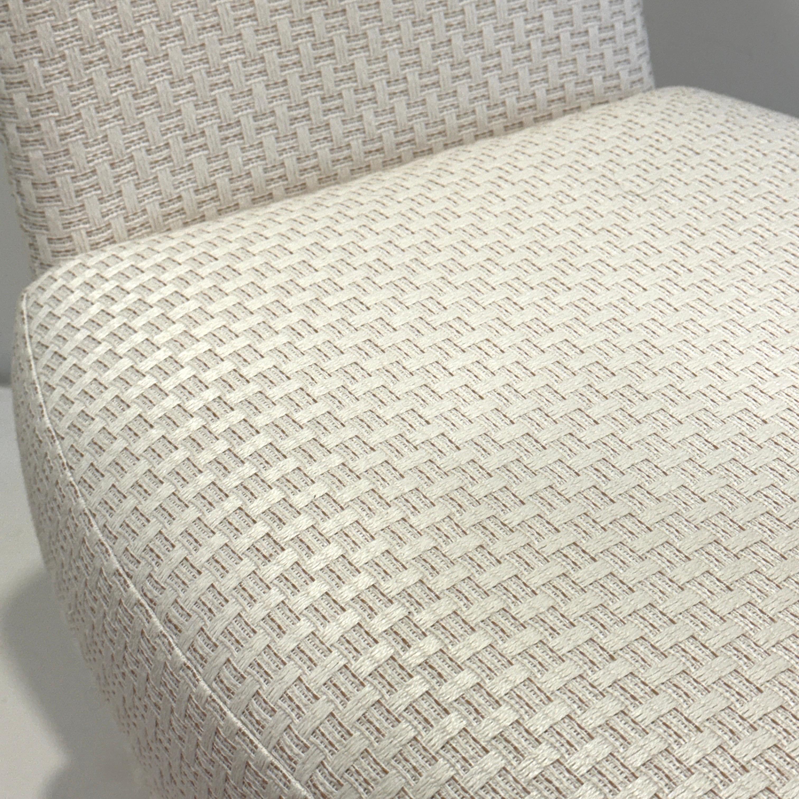 Woven Lounge Chair in Ivory Fabric by La Maison Pierre Frey For Sale 1