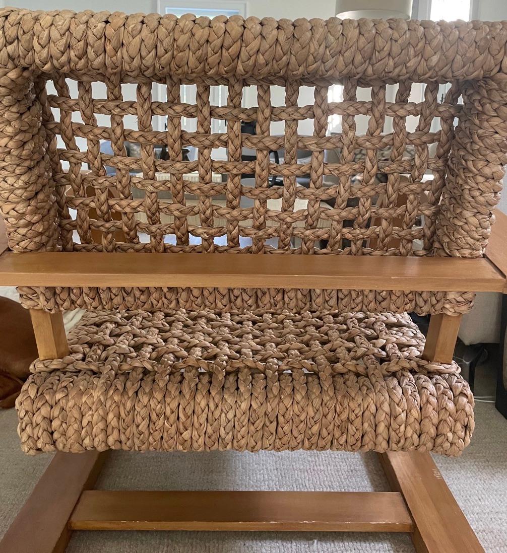 Mid-Century Modern Woven Lounge Chair in the style of Adrien Audox and Frida Minet